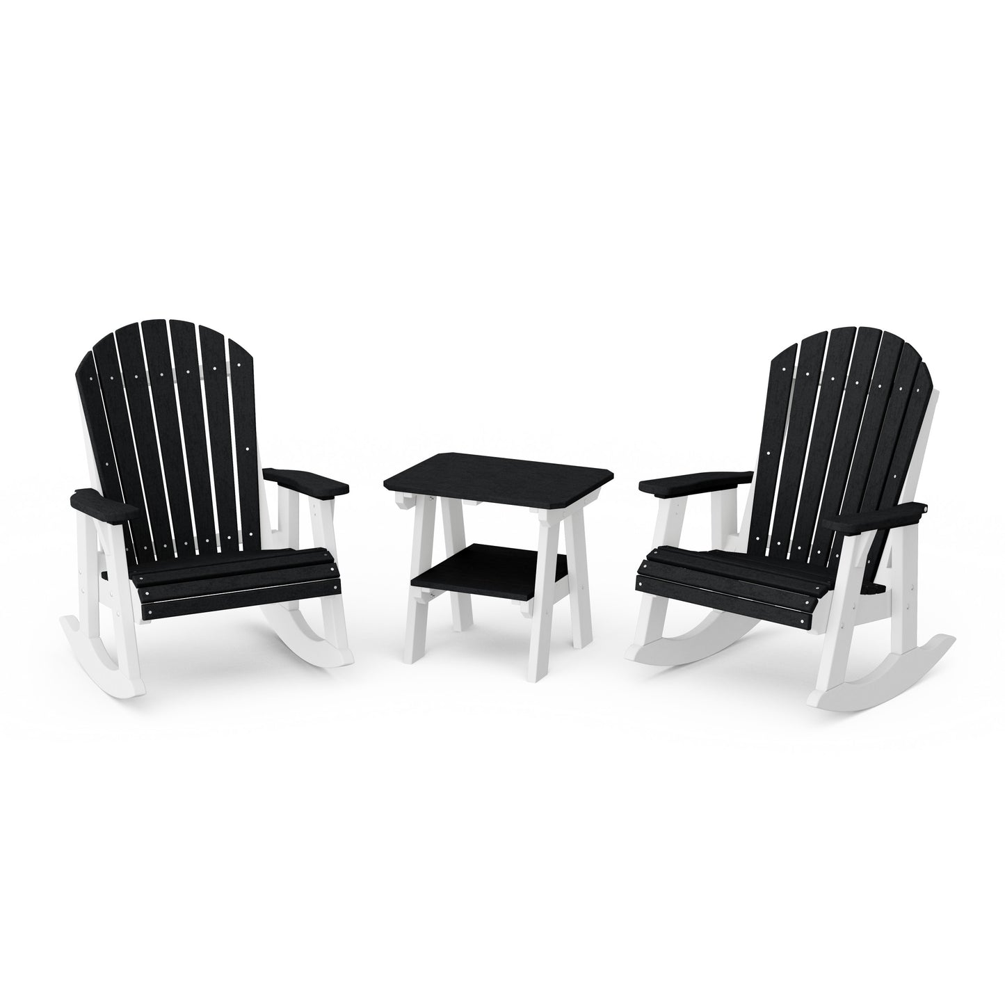 Heritage 3-Piece Adirondack Rocking Chair Set with Side Table