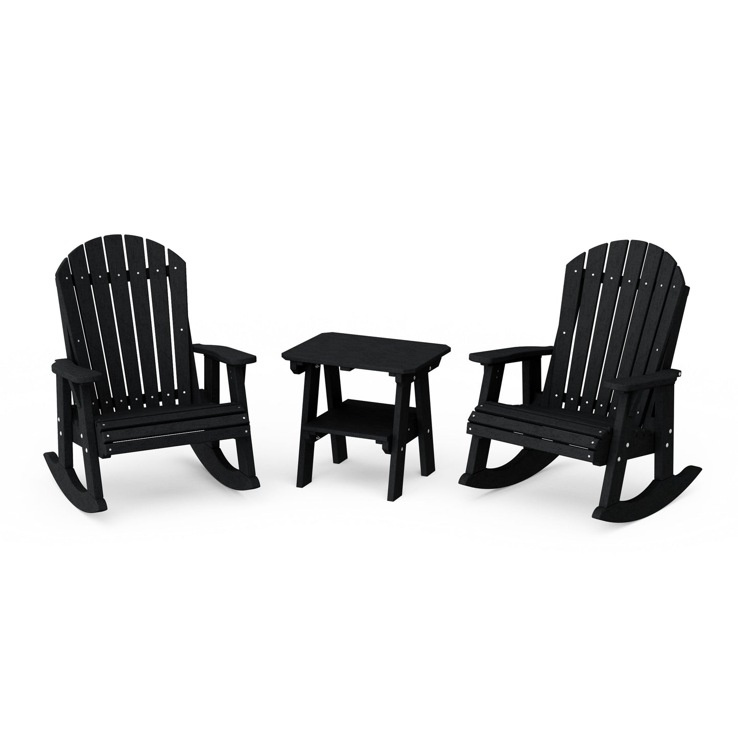 Heritage 3-Piece Adirondack Rocking Chair Set with Side Table
