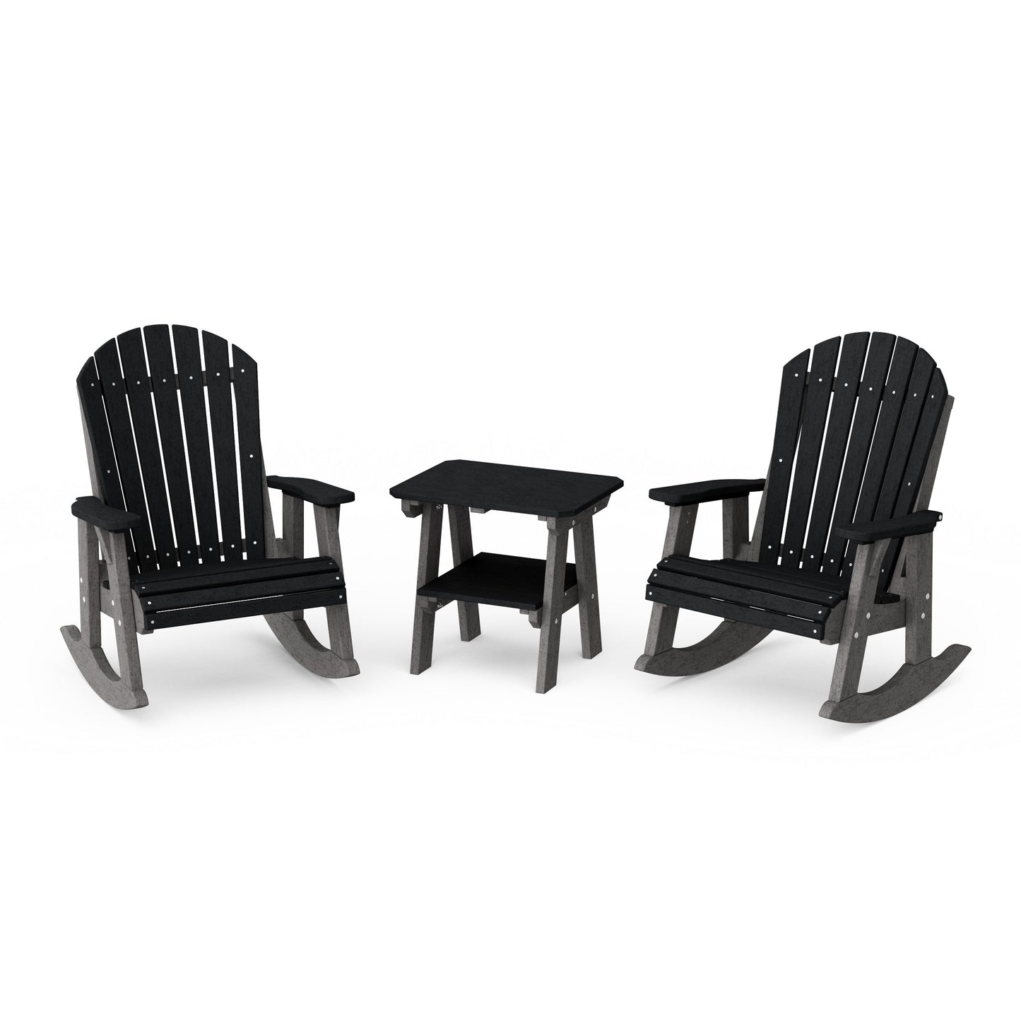 Heritage 3-Piece Adirondack Rocking Chair Set with Side Table