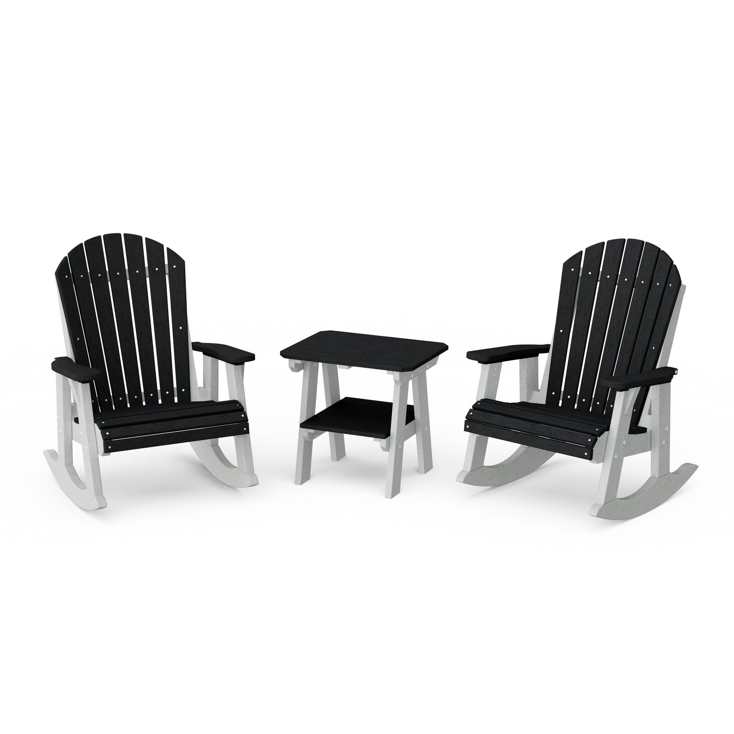 Heritage 3-Piece Adirondack Rocking Chair Set with Side Table