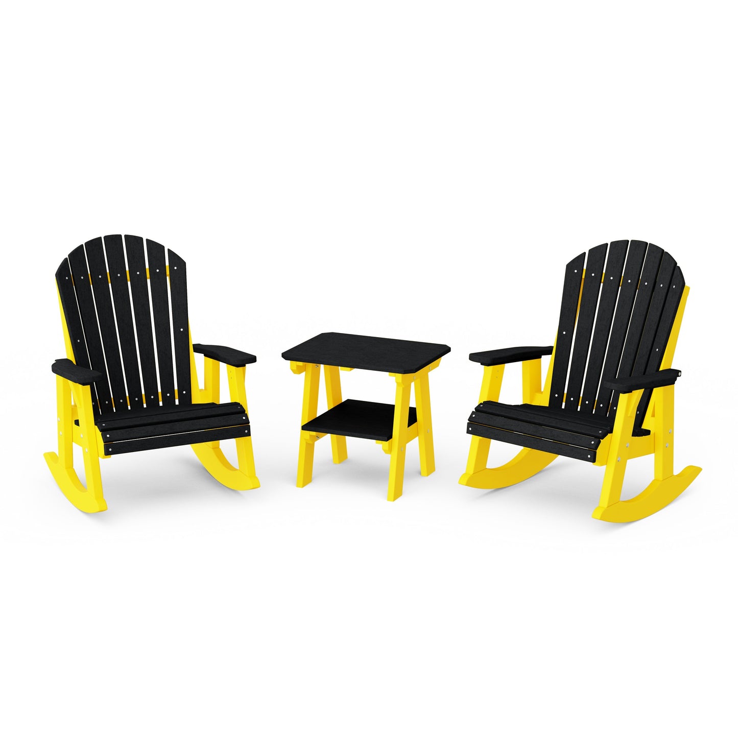 Heritage 3-Piece Adirondack Rocking Chair Set with Side Table