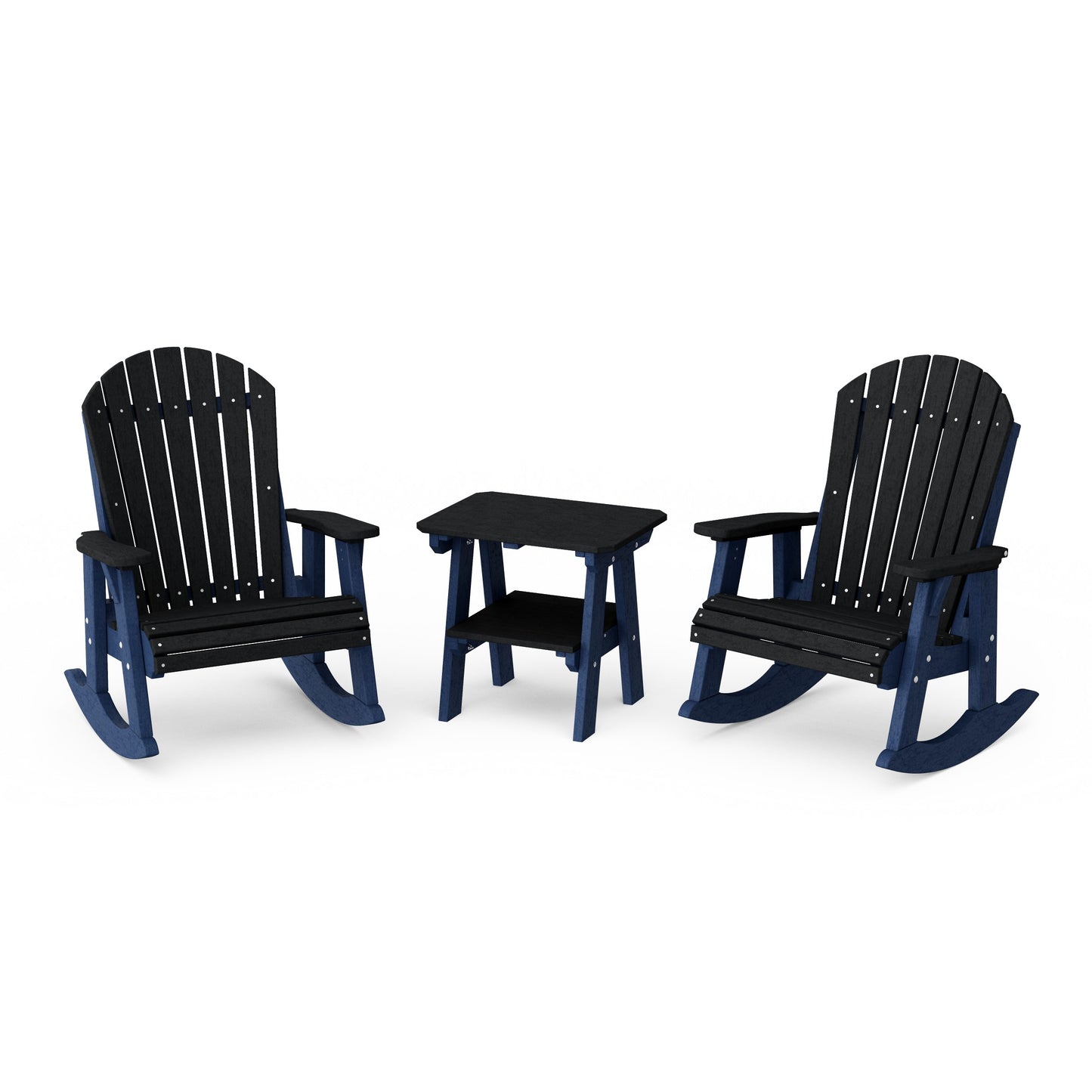 Heritage 3-Piece Adirondack Rocking Chair Set with Side Table