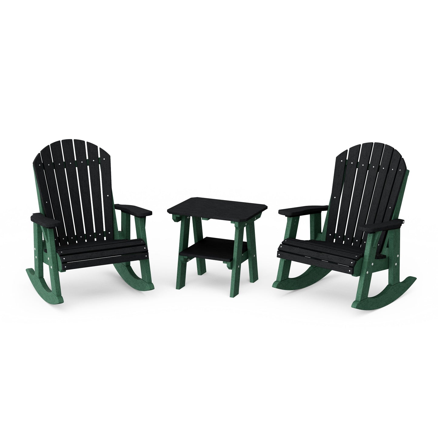 Heritage 3-Piece Adirondack Rocking Chair Set with Side Table