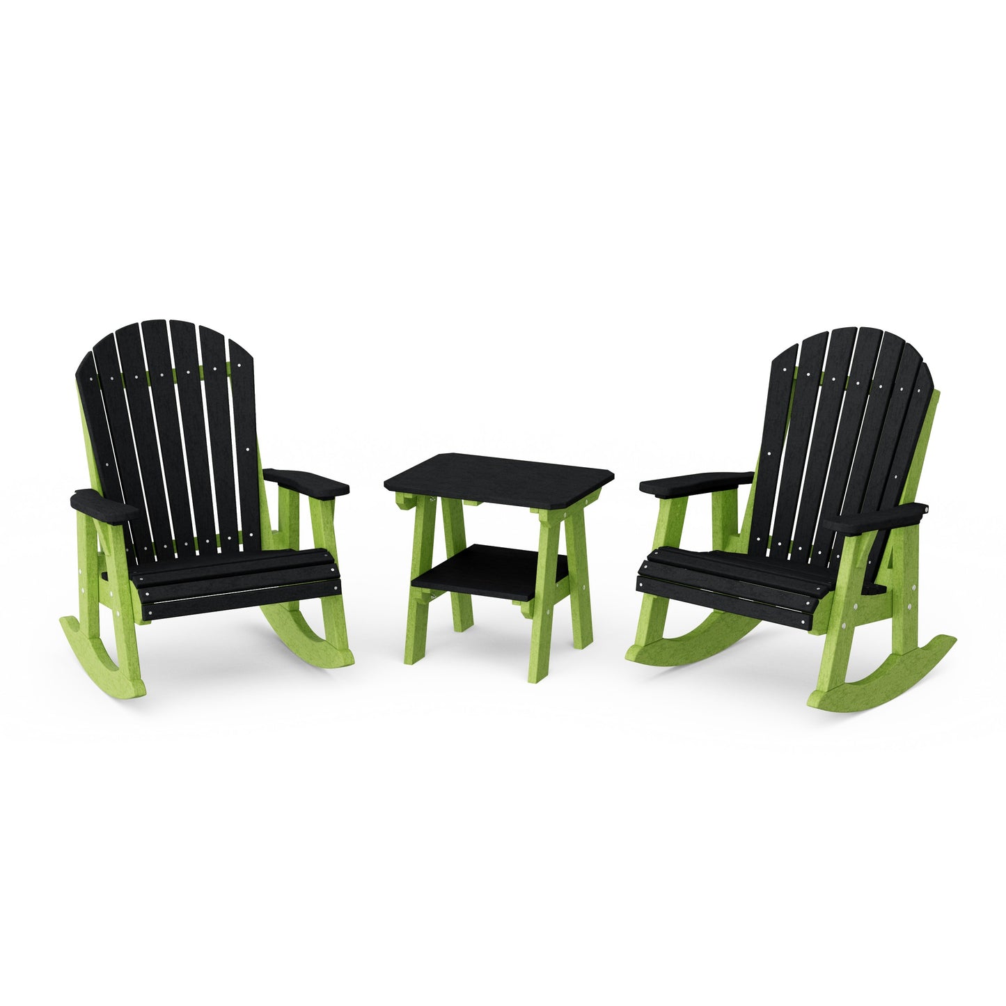 Heritage 3-Piece Adirondack Rocking Chair Set with Side Table