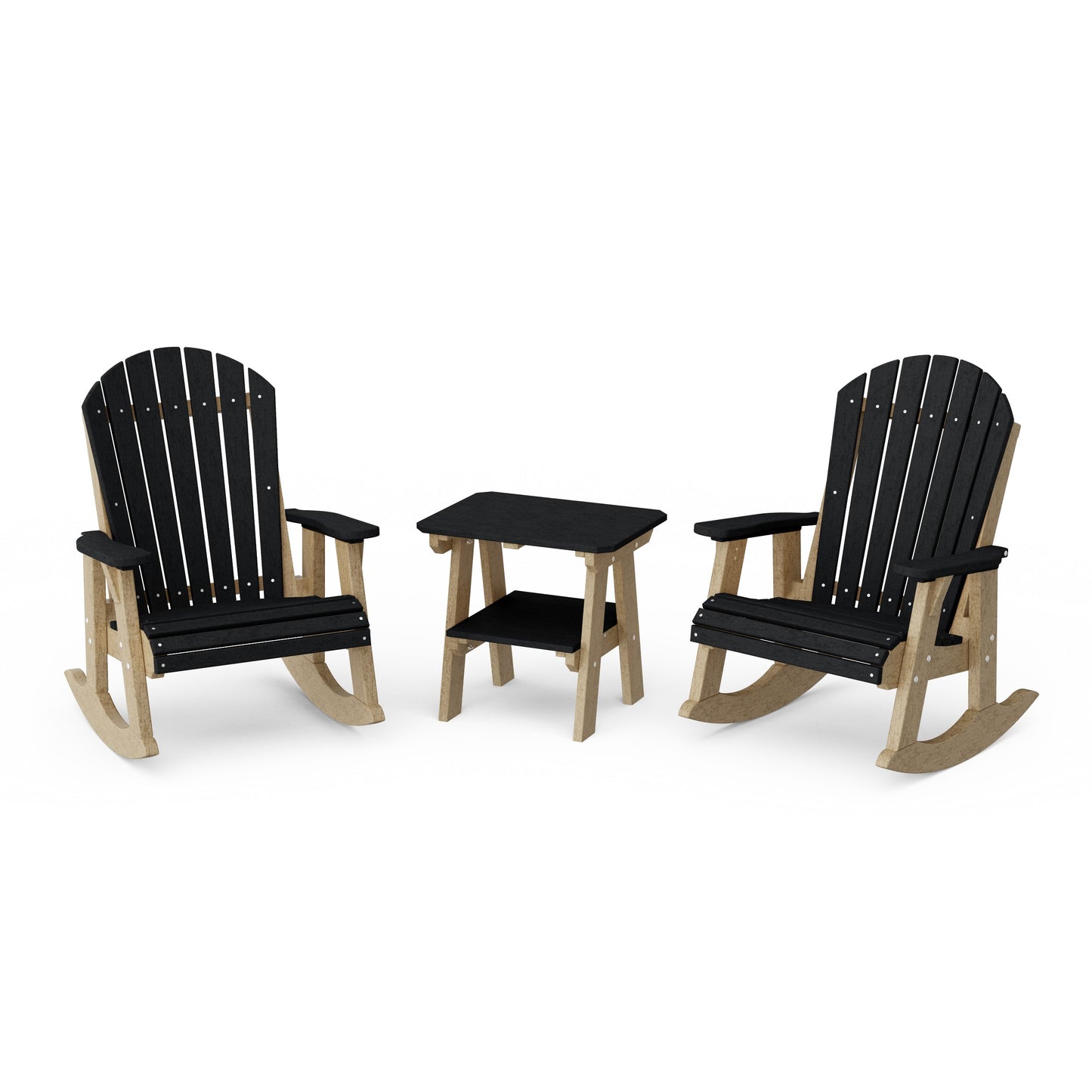 Heritage 3-Piece Adirondack Rocking Chair Set with Side Table