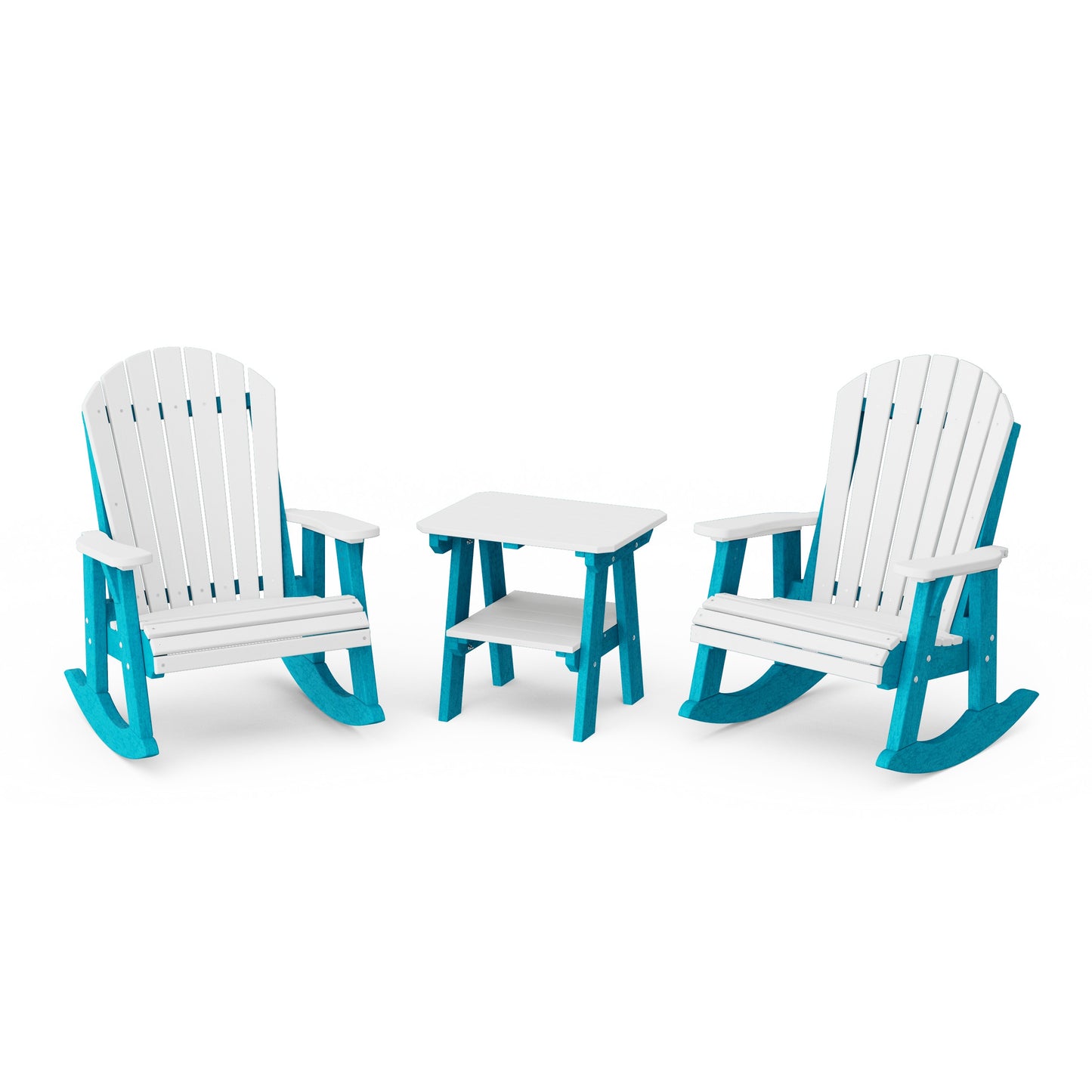 Heritage 3-Piece Adirondack Rocking Chair Set with Side Table