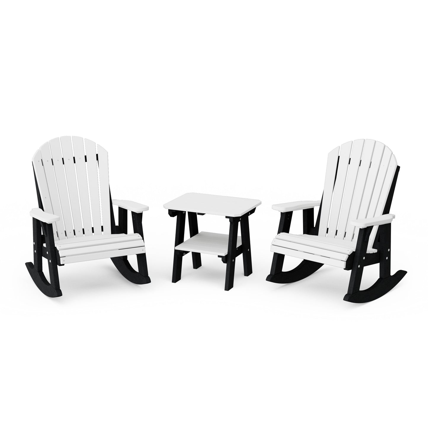 Heritage 3-Piece Adirondack Rocking Chair Set with Side Table