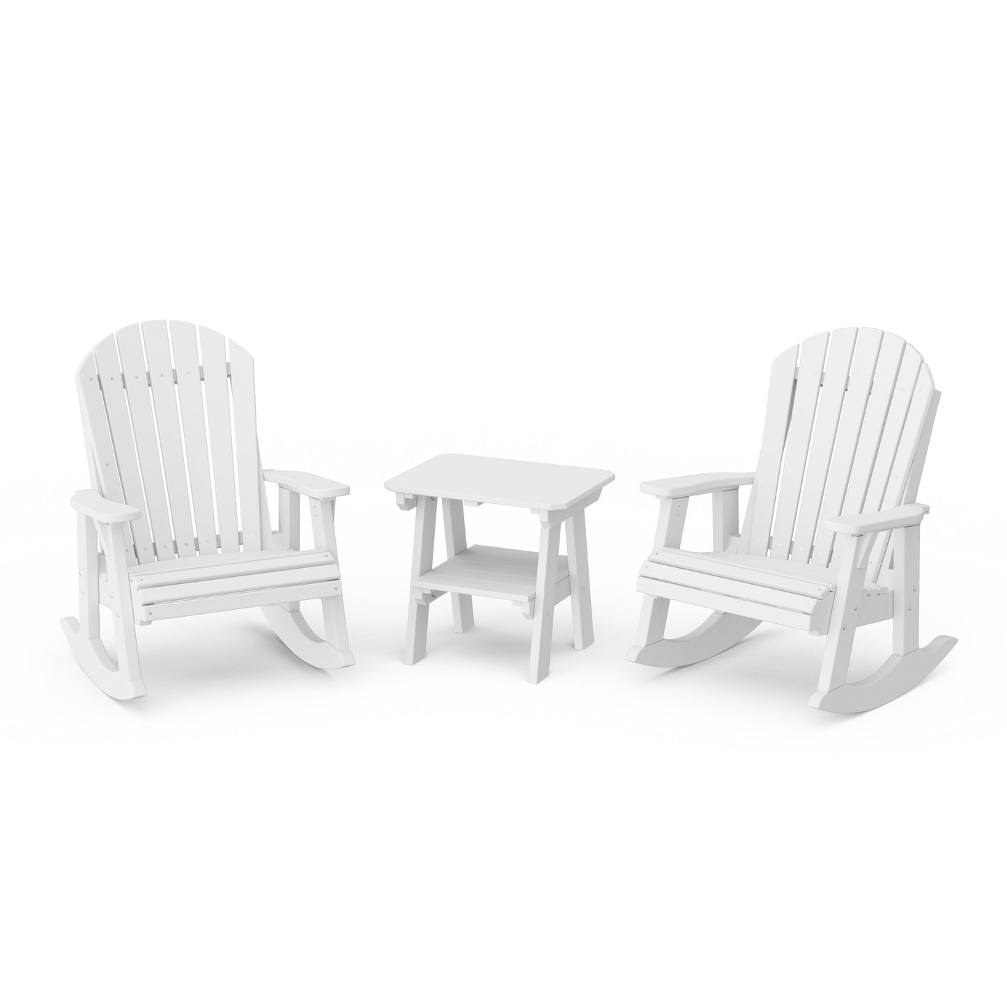 Heritage 3-Piece Adirondack Rocking Chair Set with Side Table