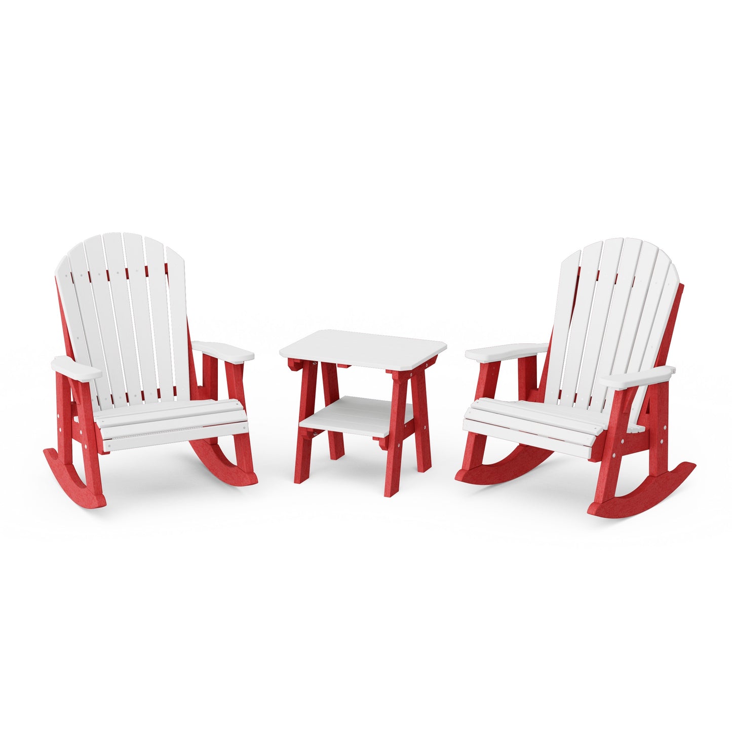 Heritage 3-Piece Adirondack Rocking Chair Set with Side Table