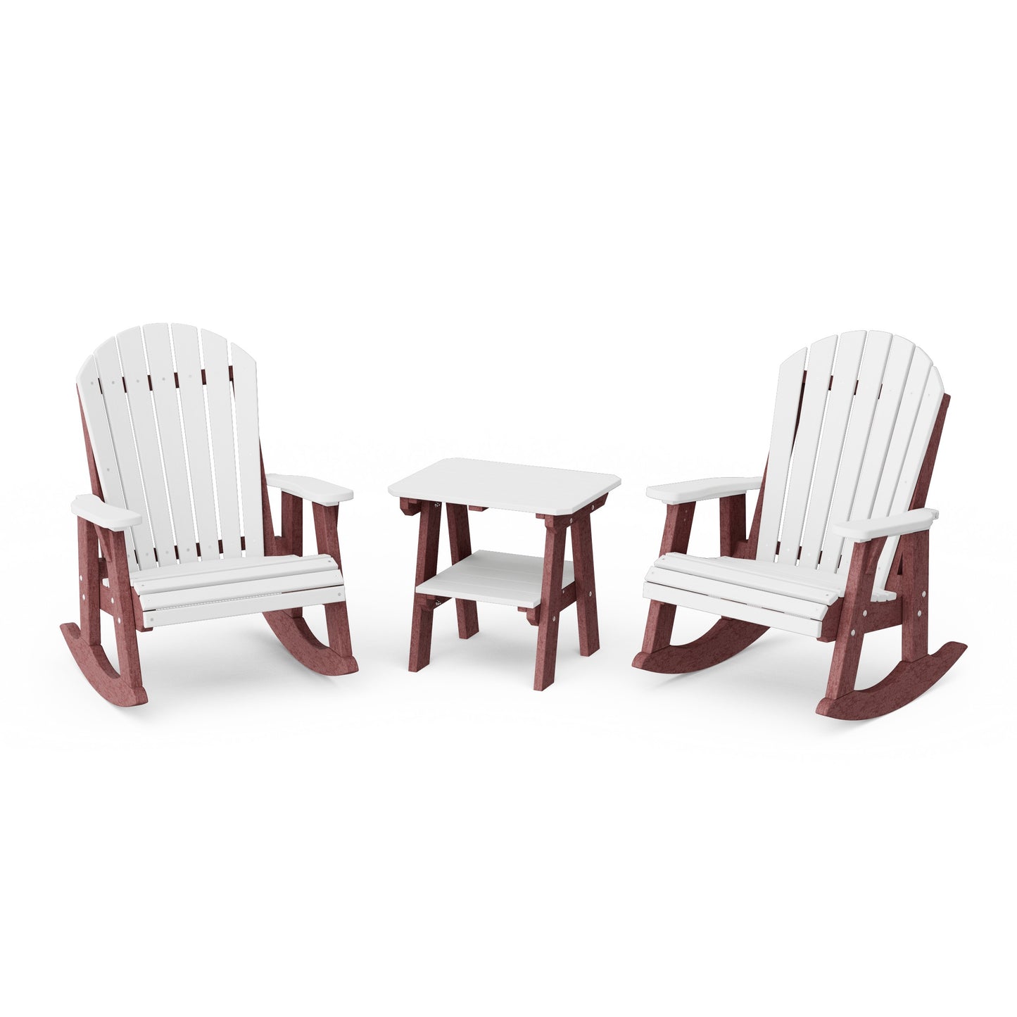 Heritage 3-Piece Adirondack Rocking Chair Set with Side Table