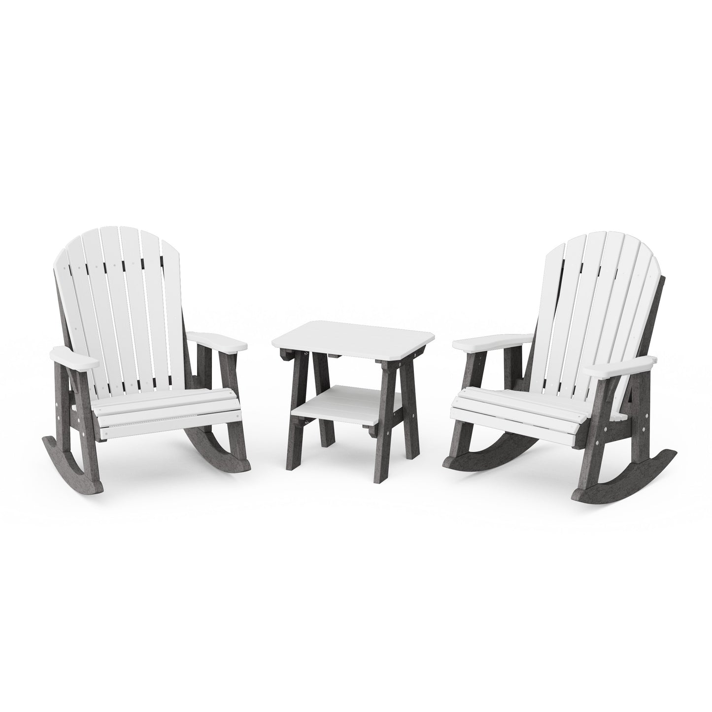 Heritage 3-Piece Adirondack Rocking Chair Set with Side Table