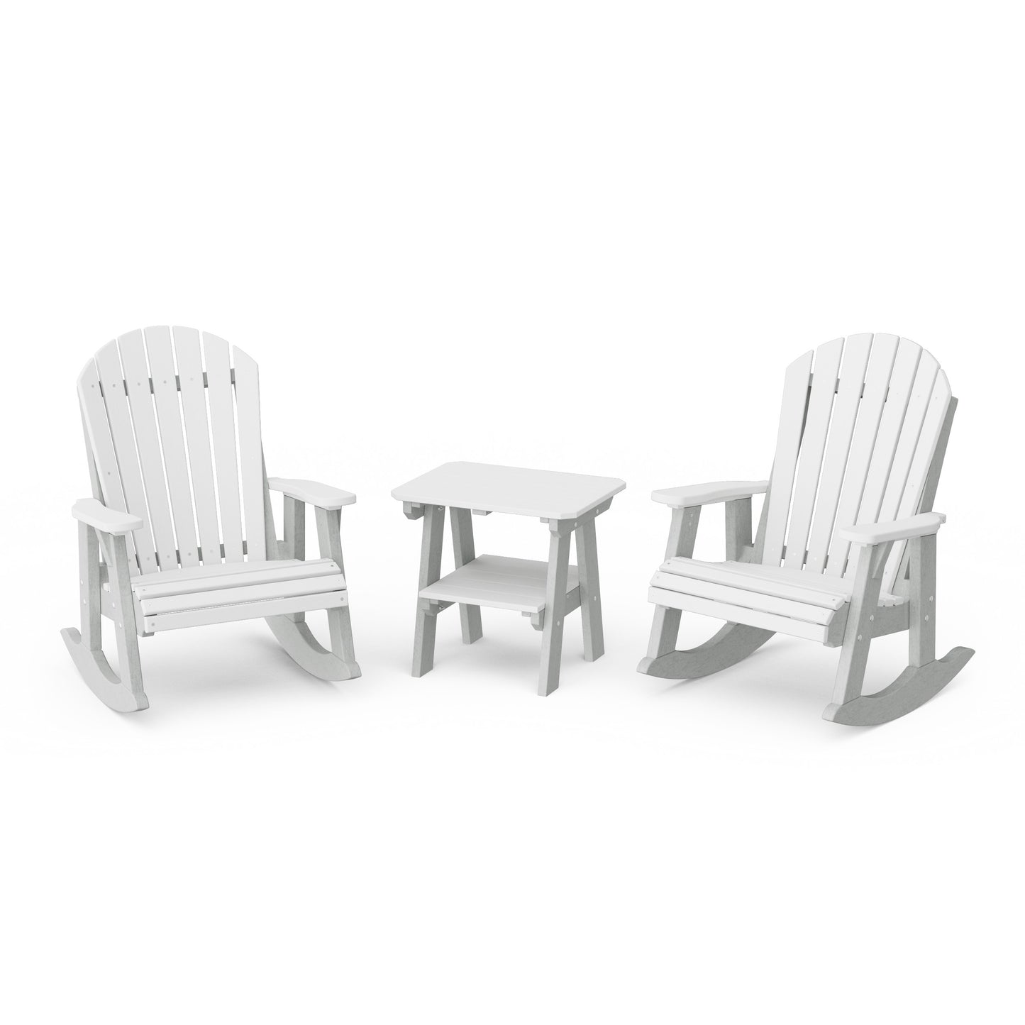 Heritage 3-Piece Adirondack Rocking Chair Set with Side Table