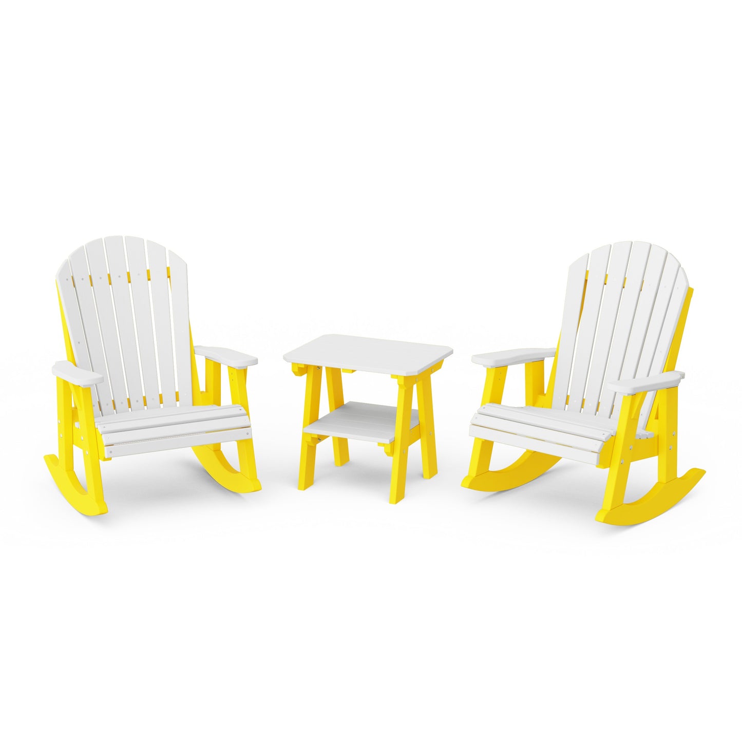 Heritage 3-Piece Adirondack Rocking Chair Set with Side Table