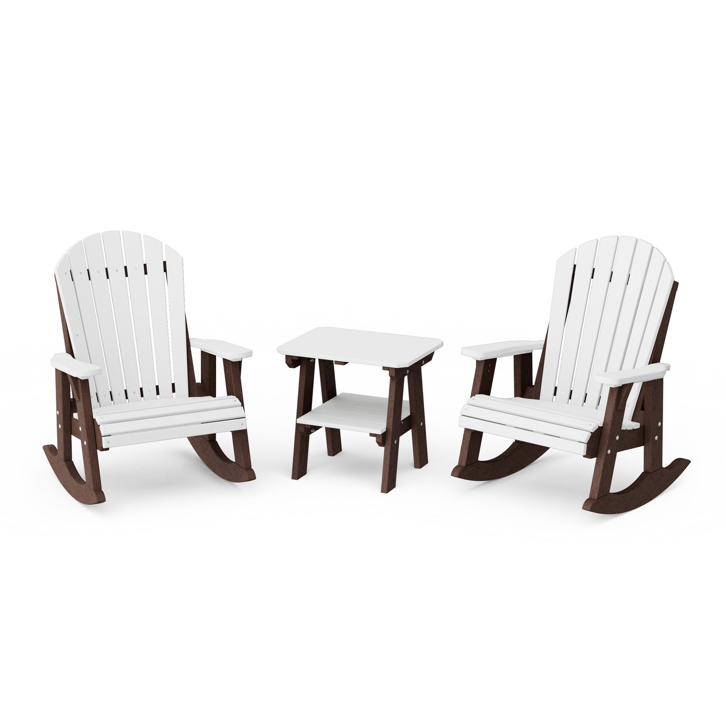 Heritage 3-Piece Adirondack Rocking Chair Set with Side Table