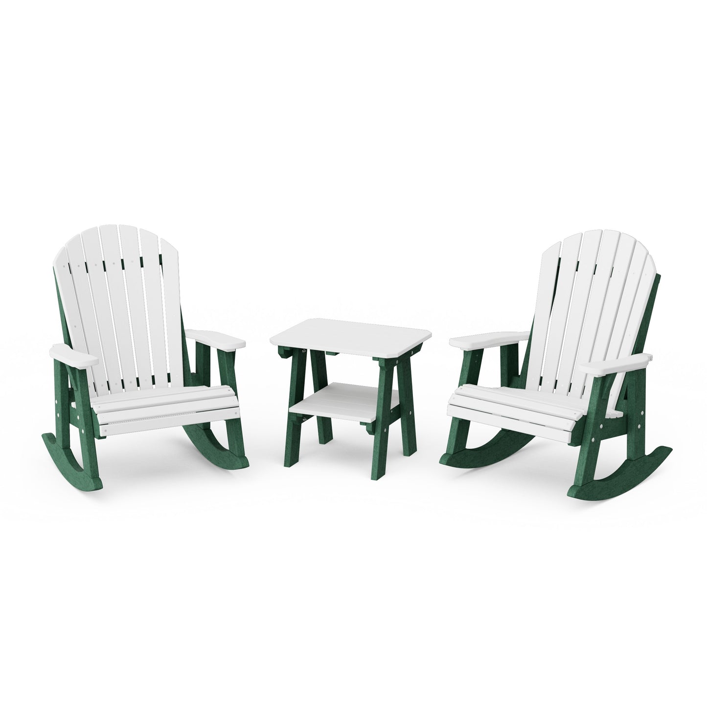 Heritage 3-Piece Adirondack Rocking Chair Set with Side Table