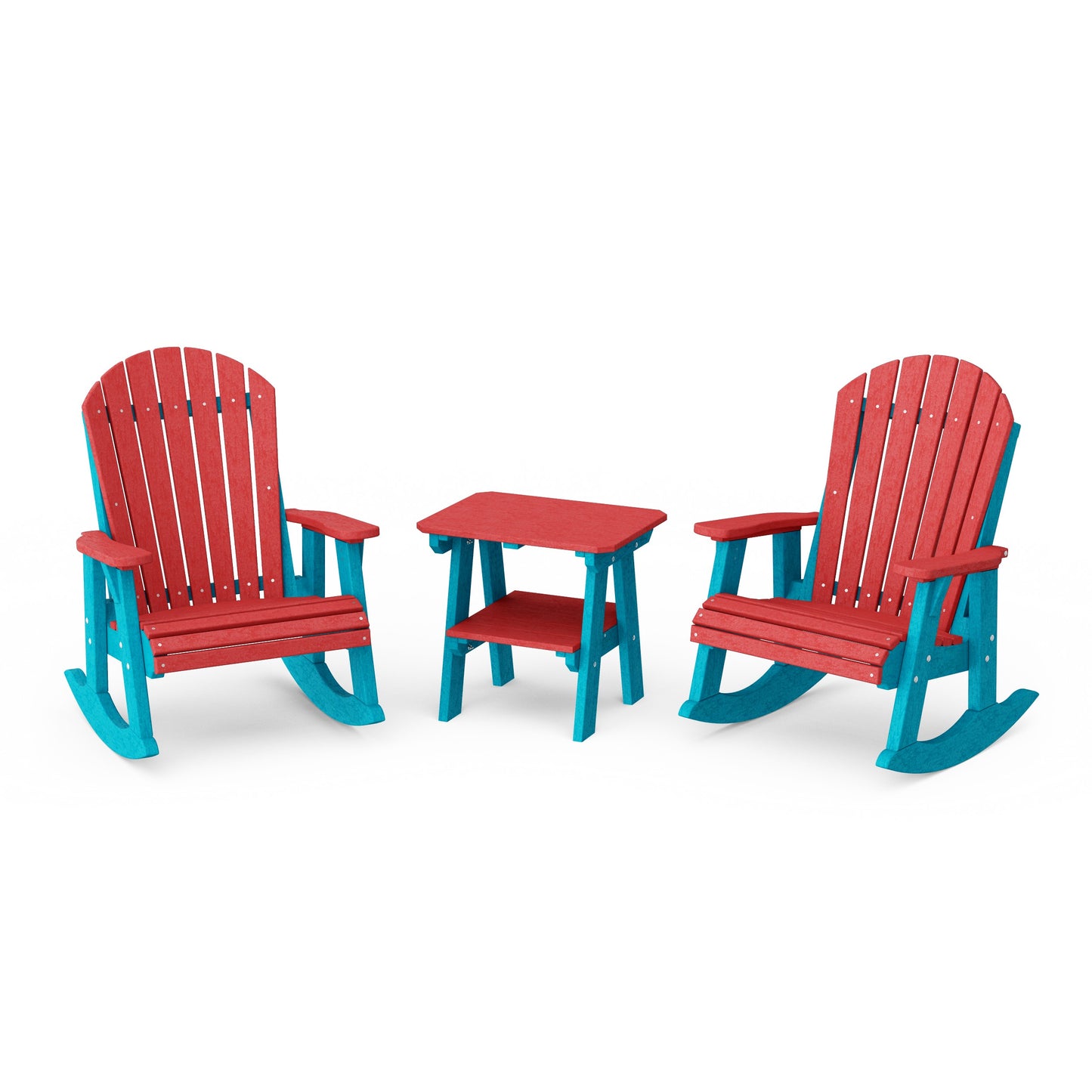 Heritage 3-Piece Adirondack Rocking Chair Set with Side Table