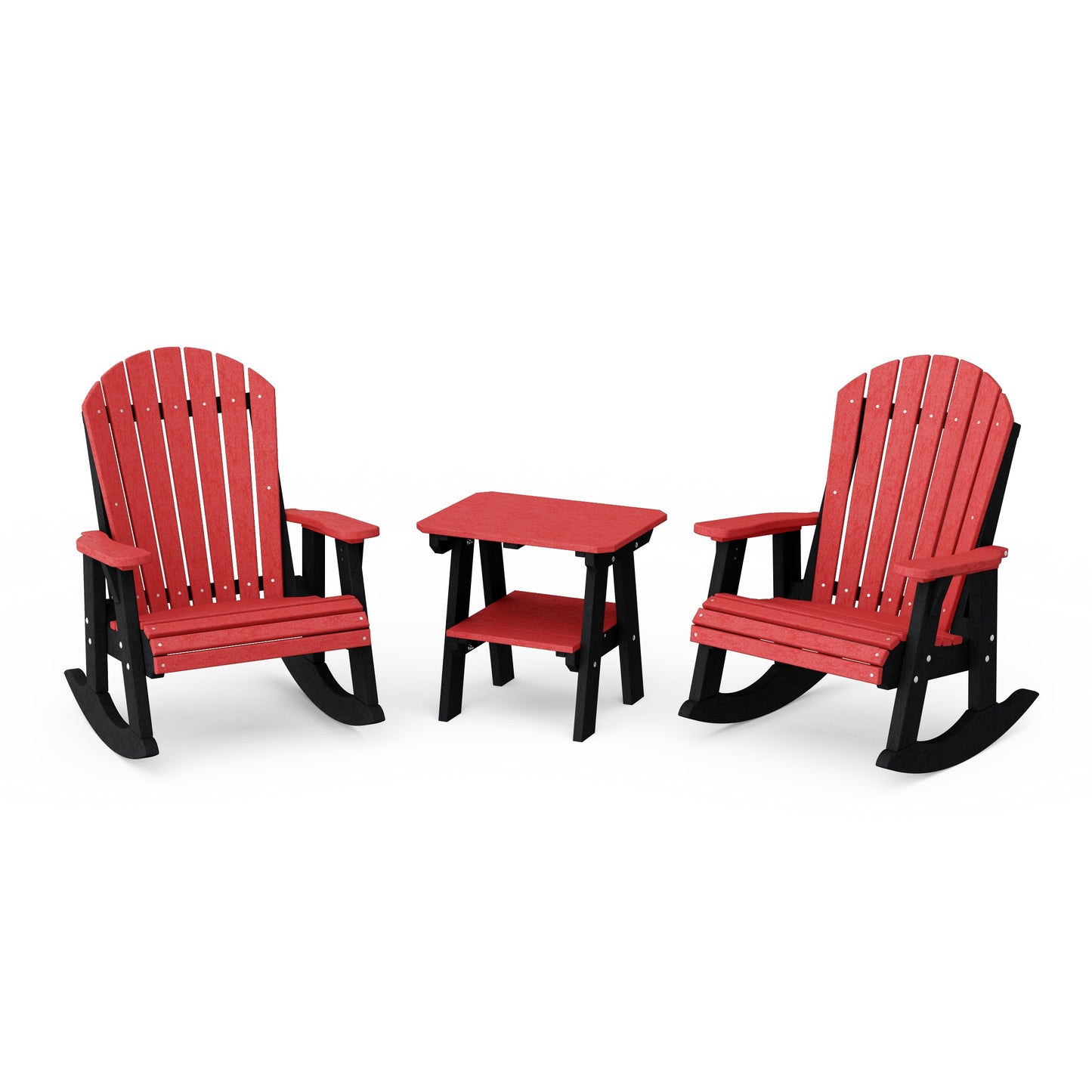 Heritage 3-Piece Adirondack Rocking Chair Set with Side Table