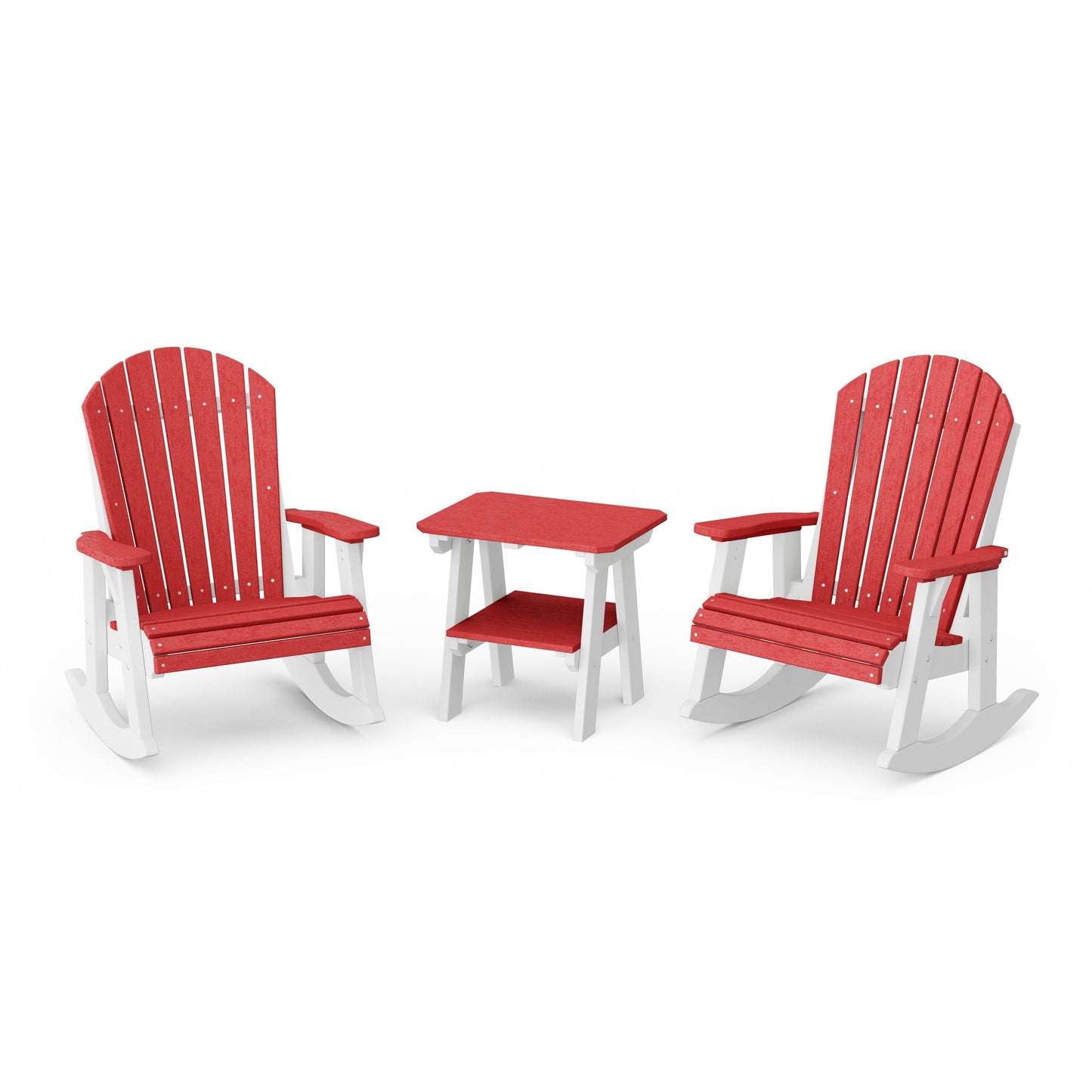 Heritage 3-Piece Adirondack Rocking Chair Set with Side Table