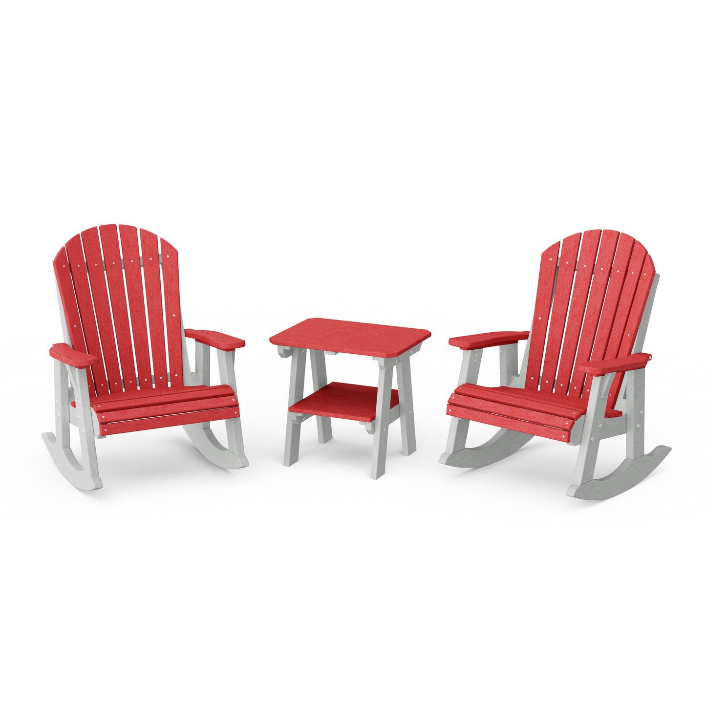 Heritage 3-Piece Adirondack Rocking Chair Set with Side Table