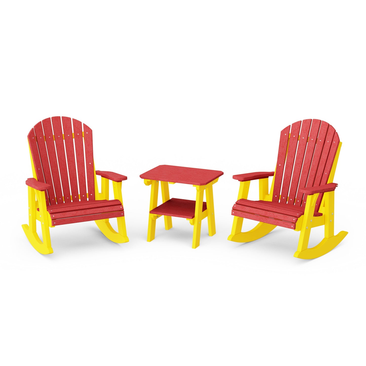 Heritage 3-Piece Adirondack Rocking Chair Set with Side Table