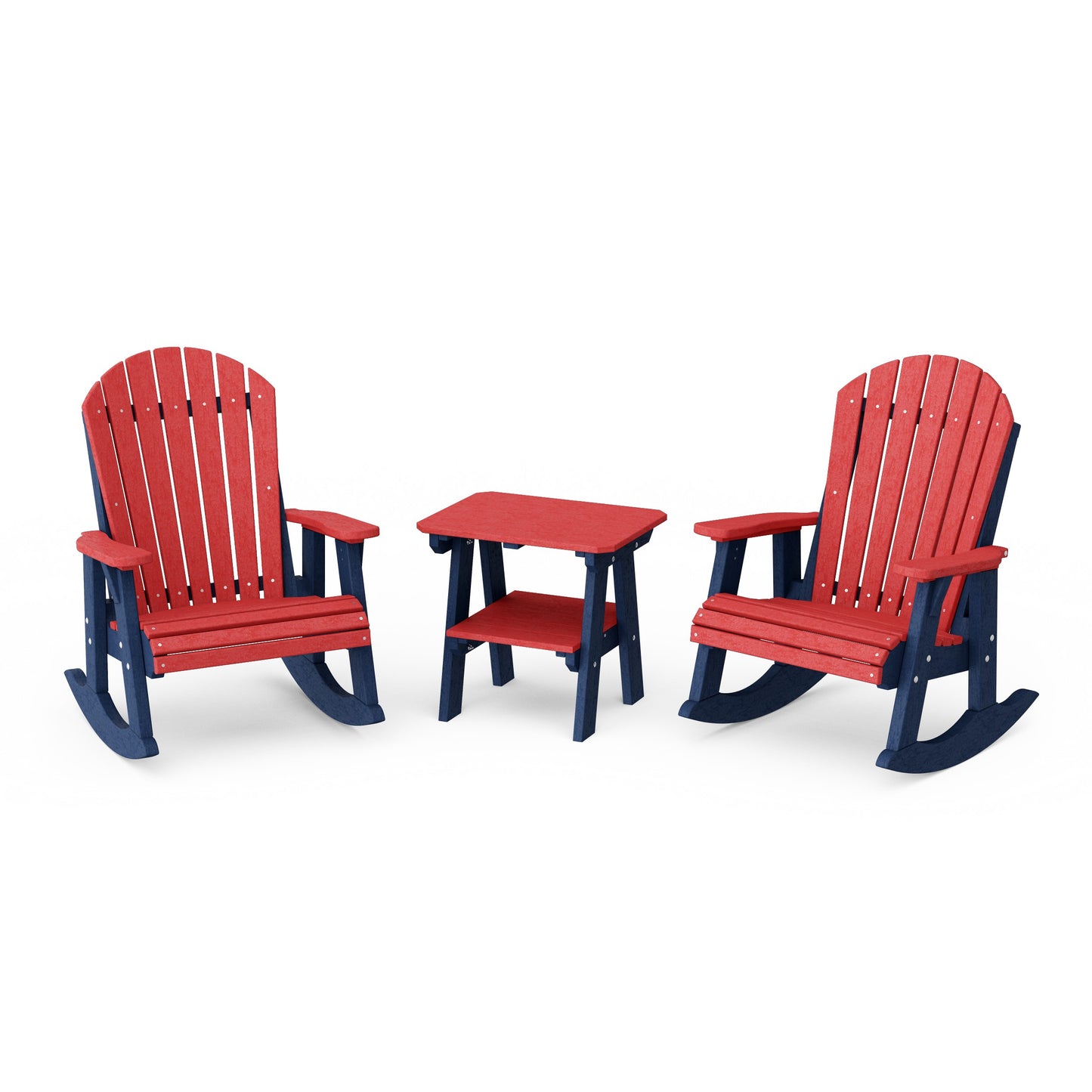 Heritage 3-Piece Adirondack Rocking Chair Set with Side Table