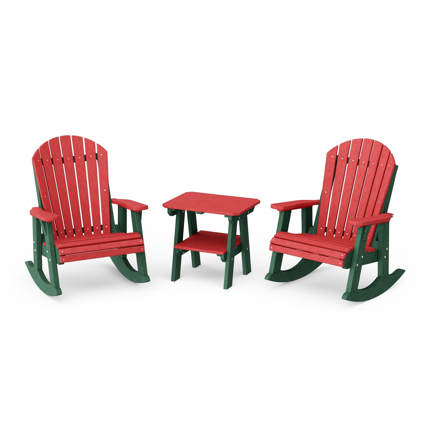 Heritage 3-Piece Adirondack Rocking Chair Set with Side Table