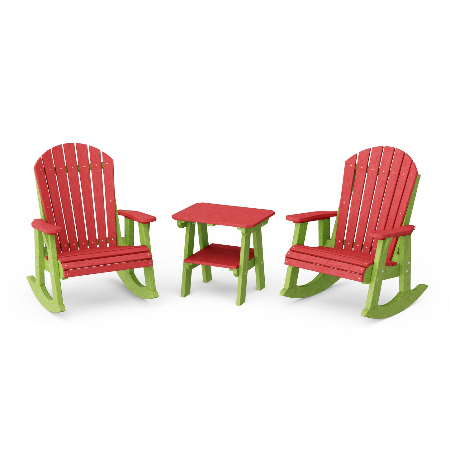 Heritage 3-Piece Adirondack Rocking Chair Set with Side Table