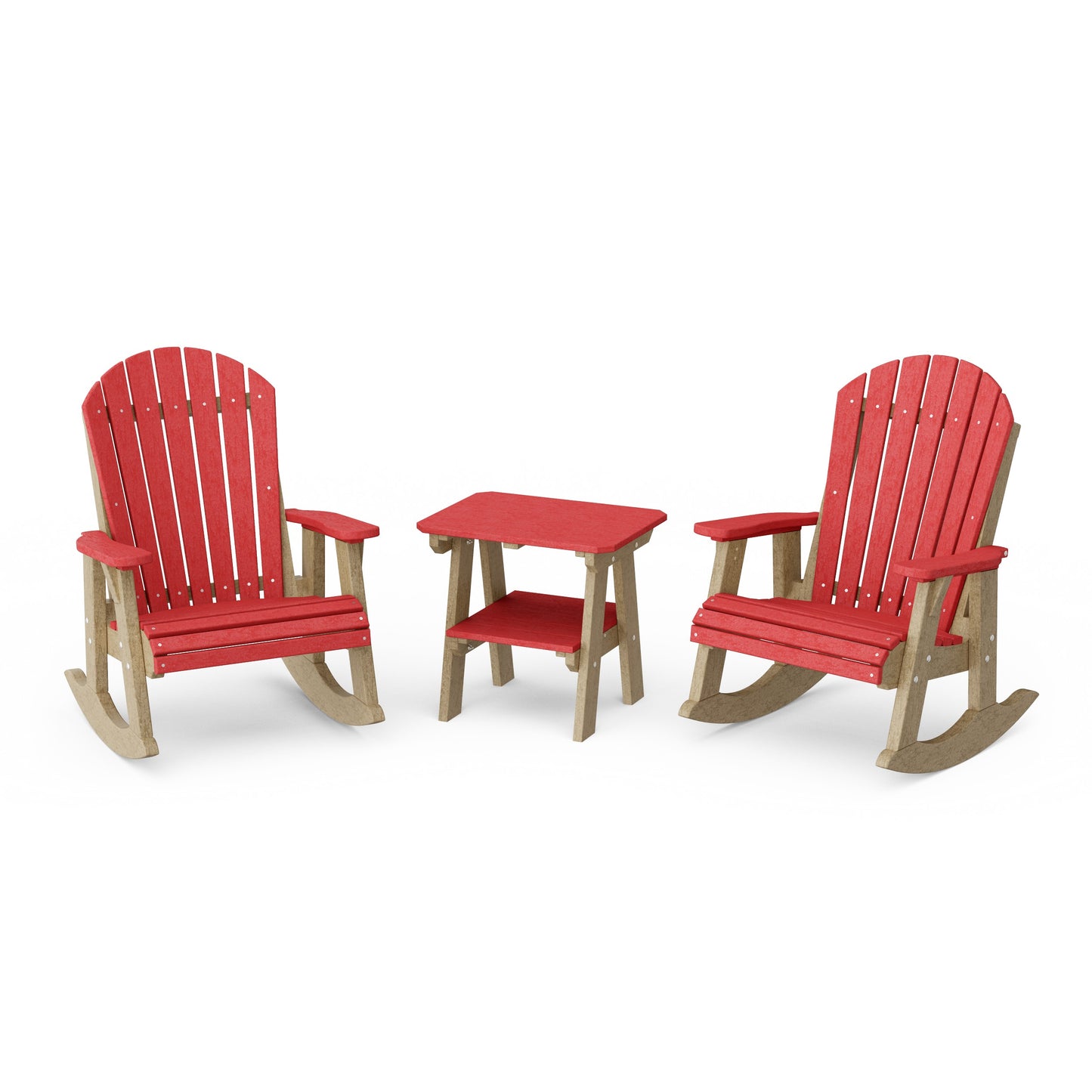 Heritage 3-Piece Adirondack Rocking Chair Set with Side Table
