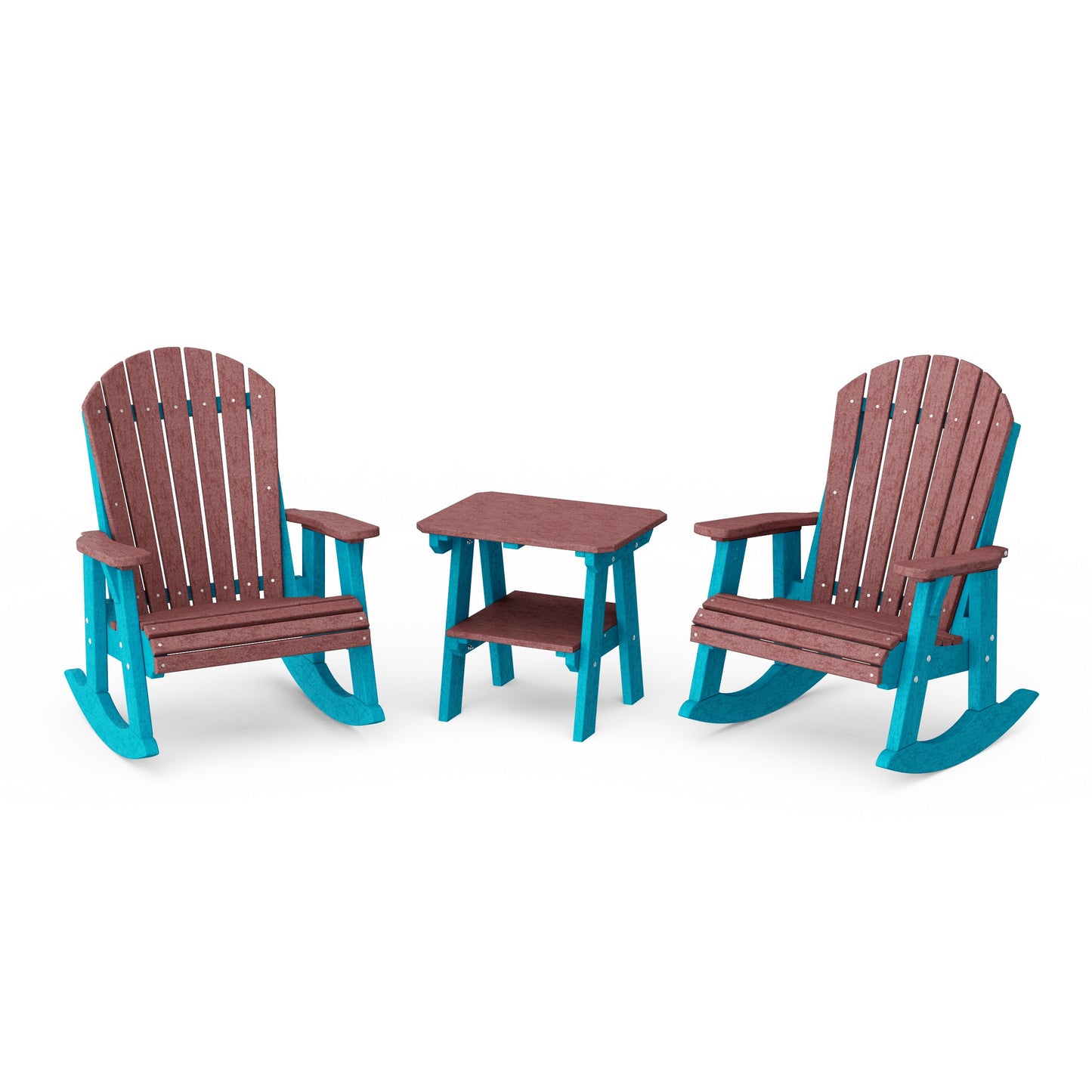 Heritage 3-Piece Adirondack Rocking Chair Set with Side Table