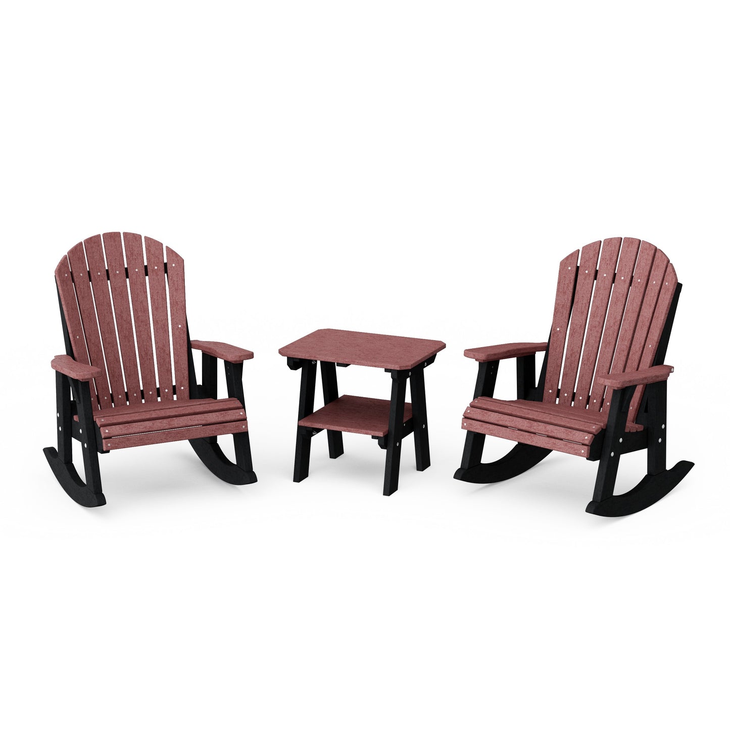 Heritage 3-Piece Adirondack Rocking Chair Set with Side Table