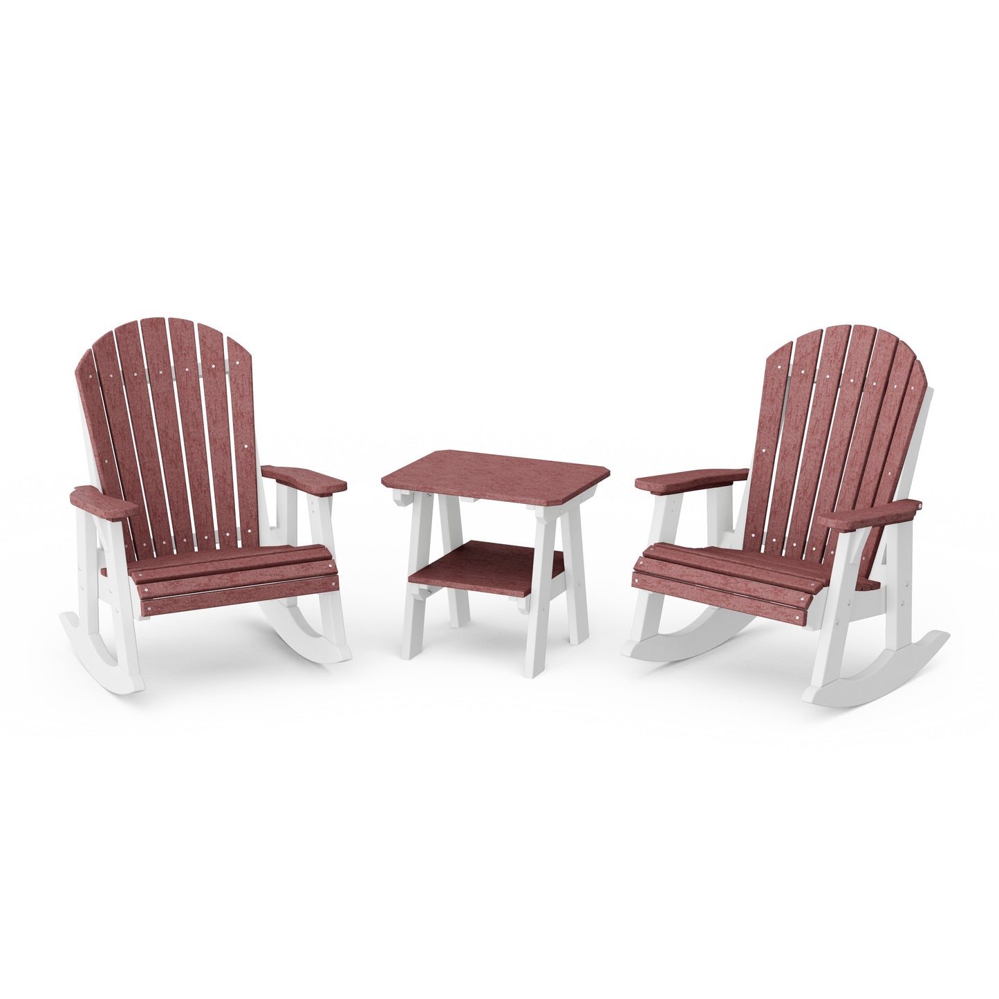 Heritage 3-Piece Adirondack Rocking Chair Set with Side Table