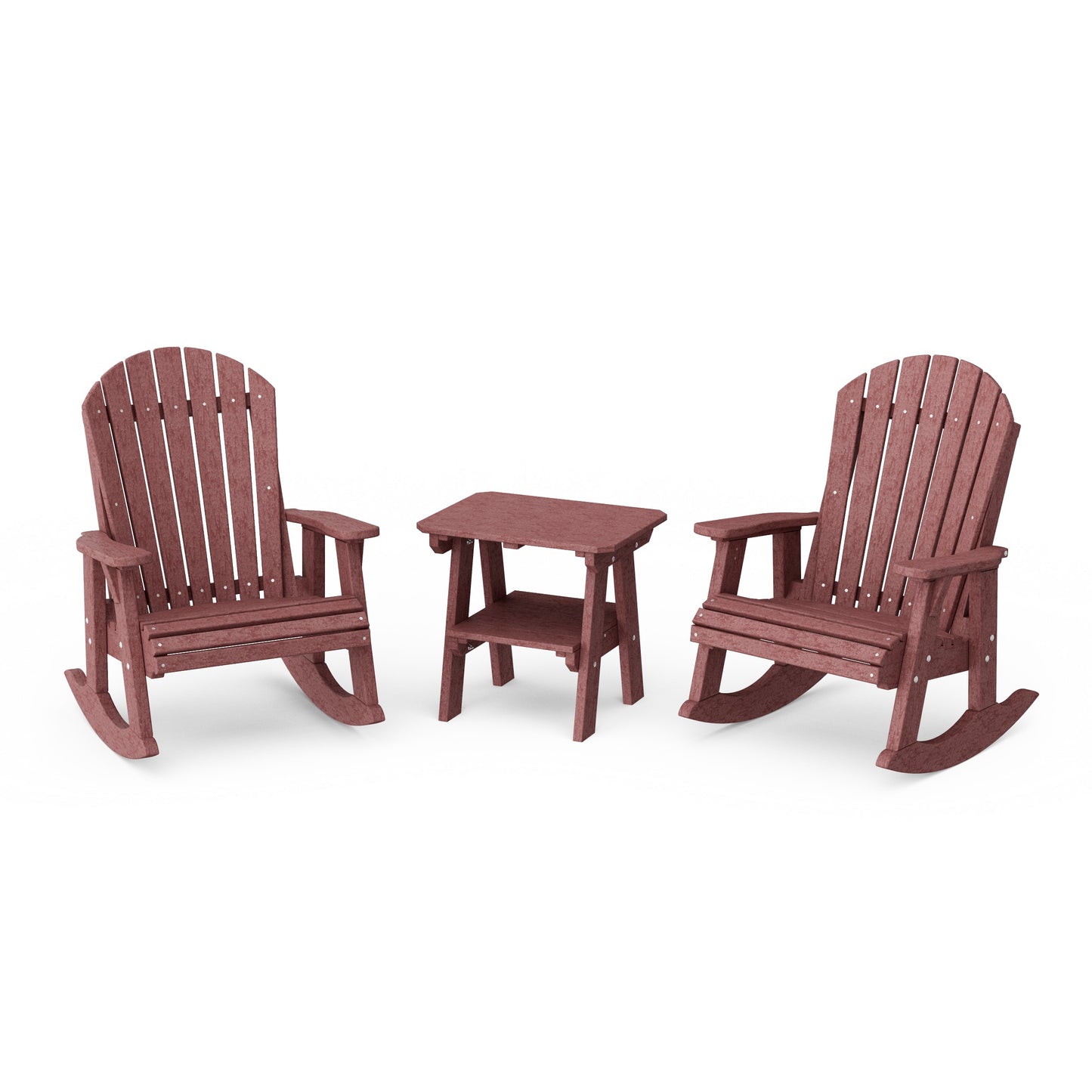 Heritage 3-Piece Adirondack Rocking Chair Set with Side Table