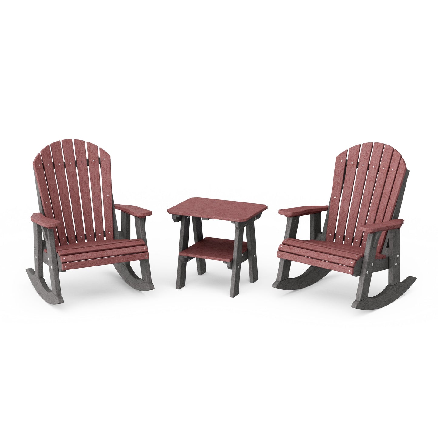 Heritage 3-Piece Adirondack Rocking Chair Set with Side Table