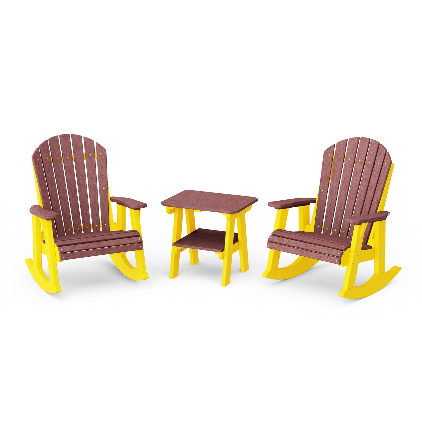 Heritage 3-Piece Adirondack Rocking Chair Set with Side Table