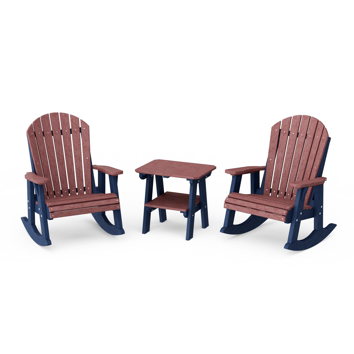 Heritage 3-Piece Adirondack Rocking Chair Set with Side Table