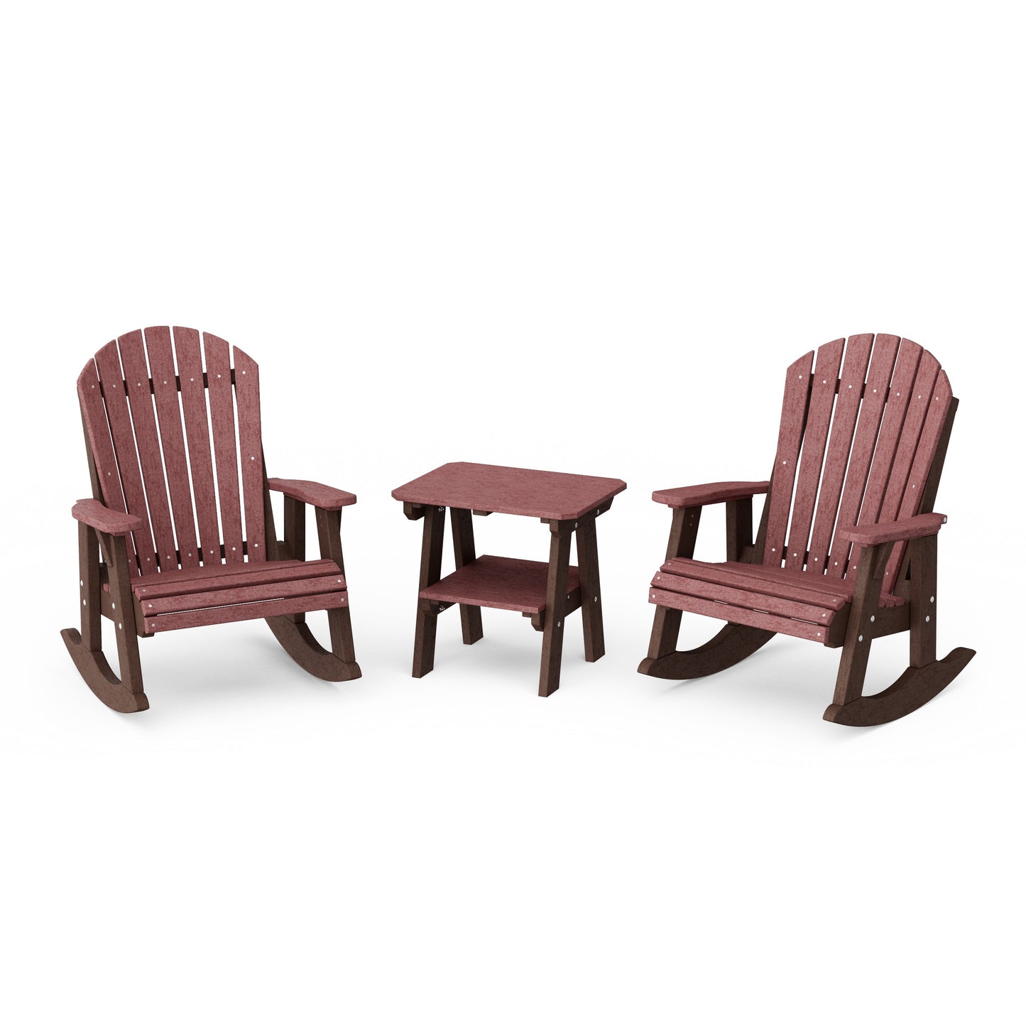Heritage 3-Piece Adirondack Rocking Chair Set with Side Table