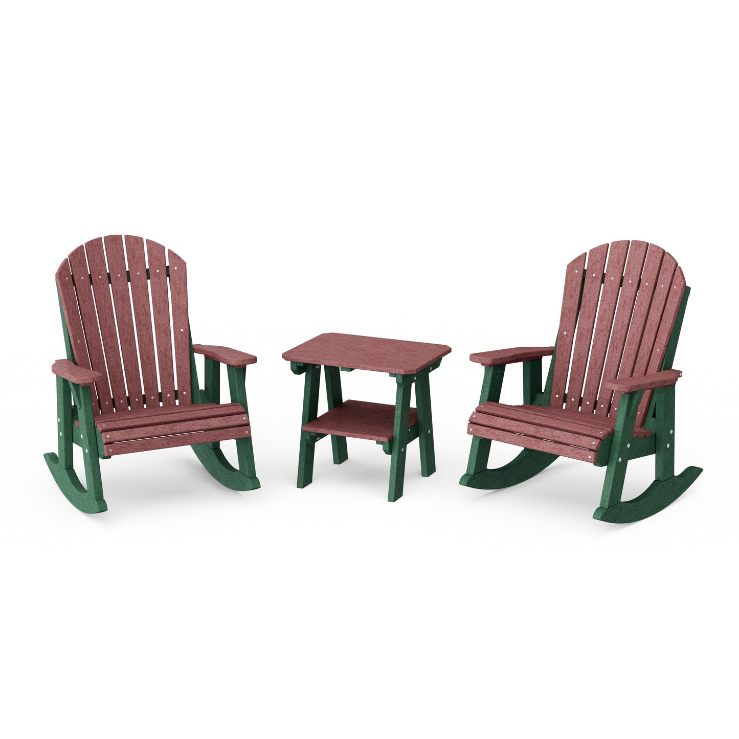 Heritage 3-Piece Adirondack Rocking Chair Set with Side Table