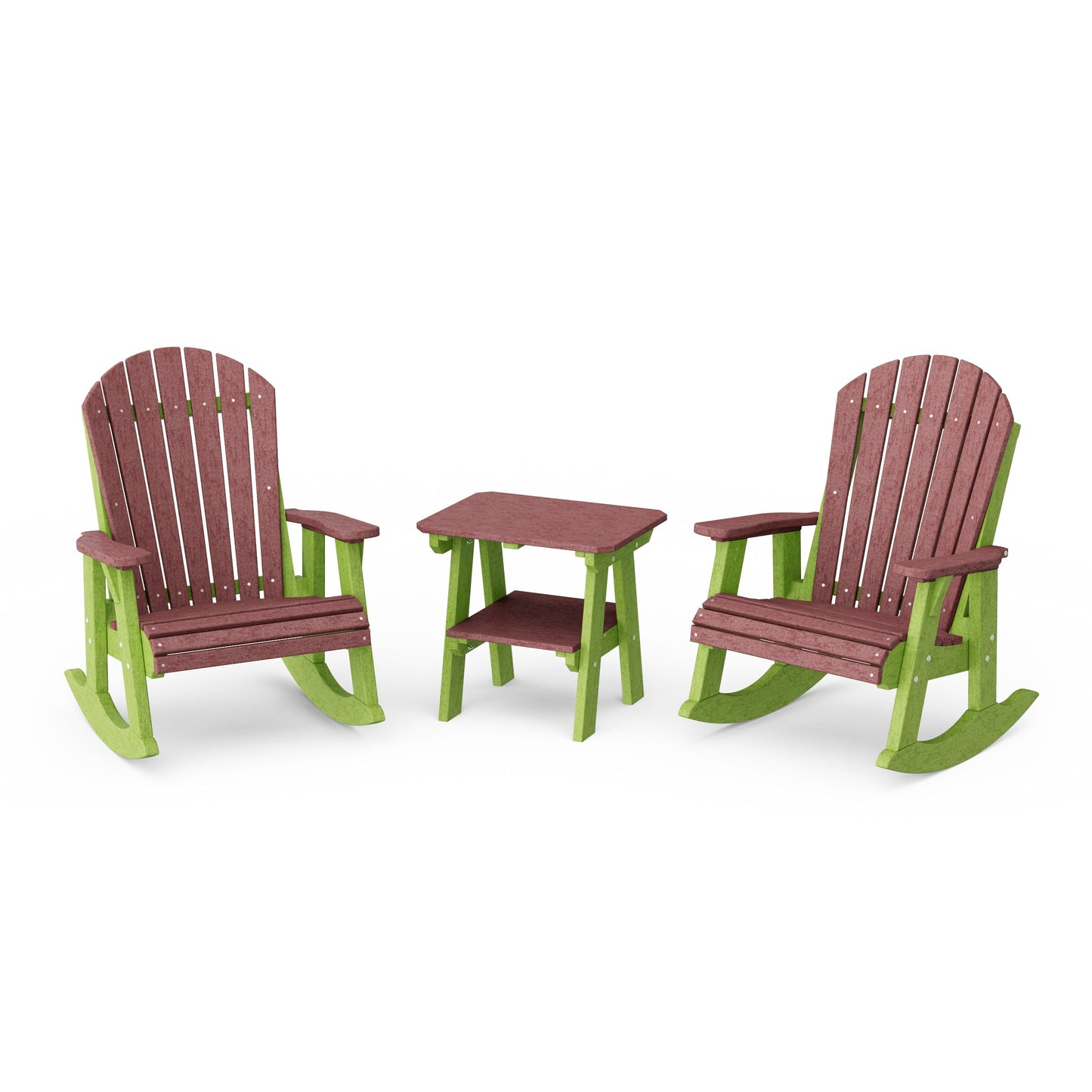 Heritage 3-Piece Adirondack Rocking Chair Set with Side Table