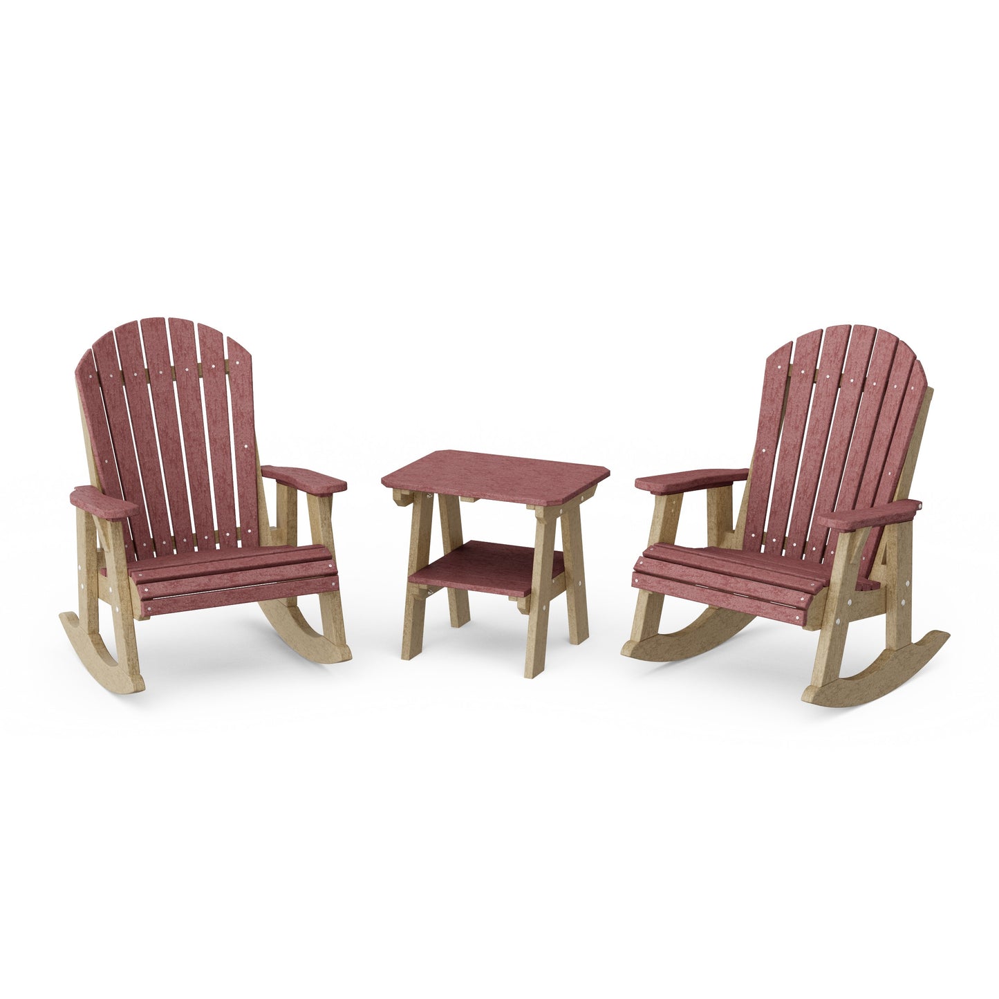 Heritage 3-Piece Adirondack Rocking Chair Set with Side Table