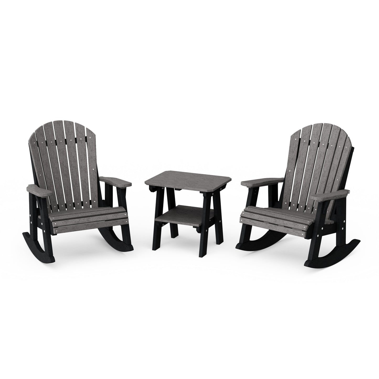 Heritage 3-Piece Adirondack Rocking Chair Set with Side Table