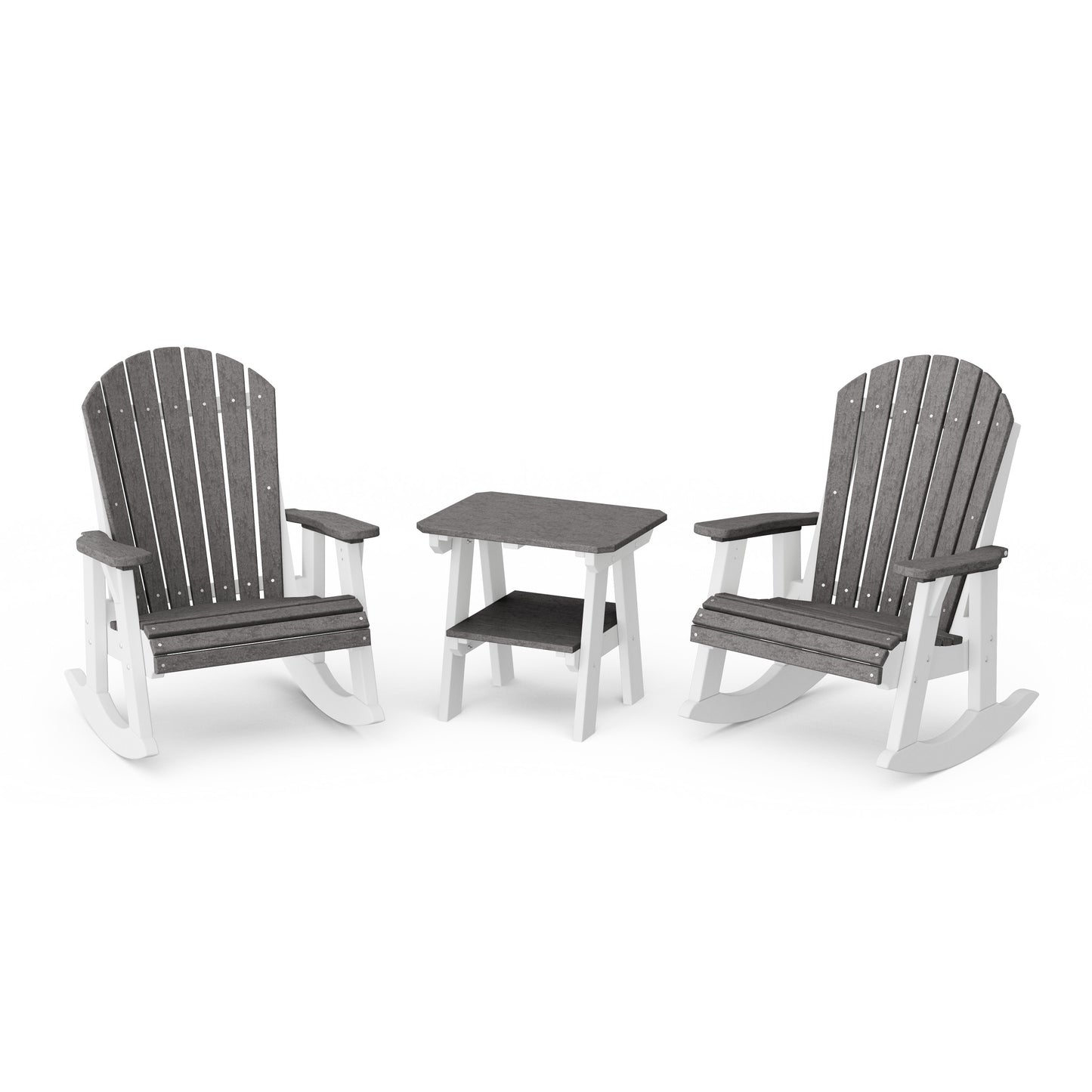 Heritage 3-Piece Adirondack Rocking Chair Set with Side Table
