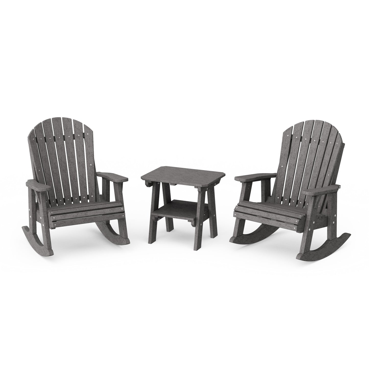 Heritage 3-Piece Adirondack Rocking Chair Set with Side Table