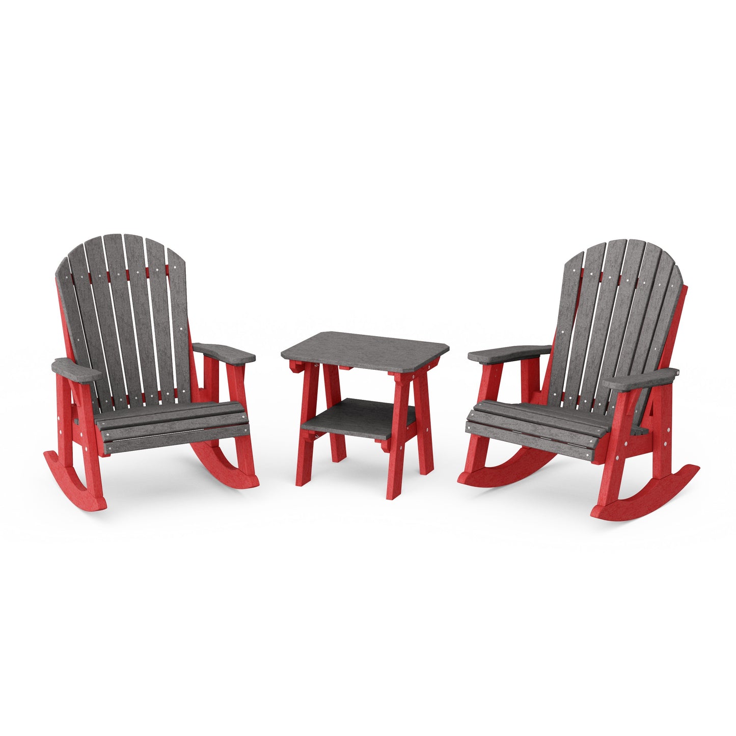 Heritage 3-Piece Adirondack Rocking Chair Set with Side Table