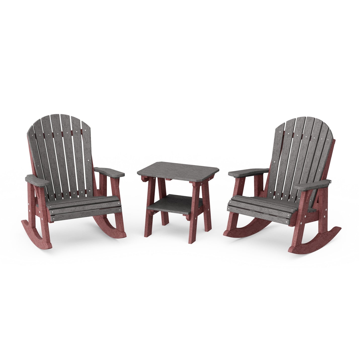 Heritage 3-Piece Adirondack Rocking Chair Set with Side Table