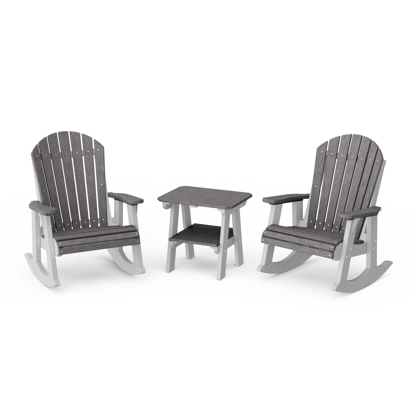Heritage 3-Piece Adirondack Rocking Chair Set with Side Table