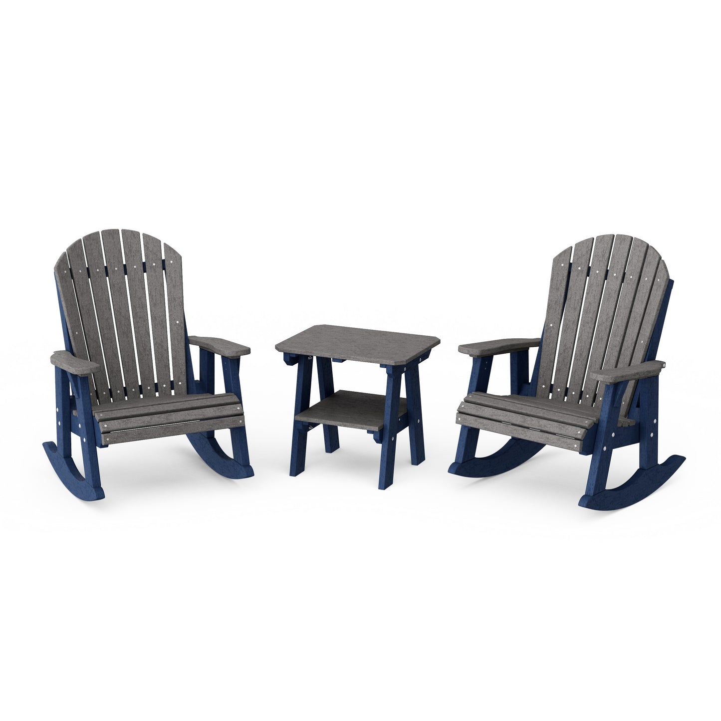 Heritage 3-Piece Adirondack Rocking Chair Set with Side Table