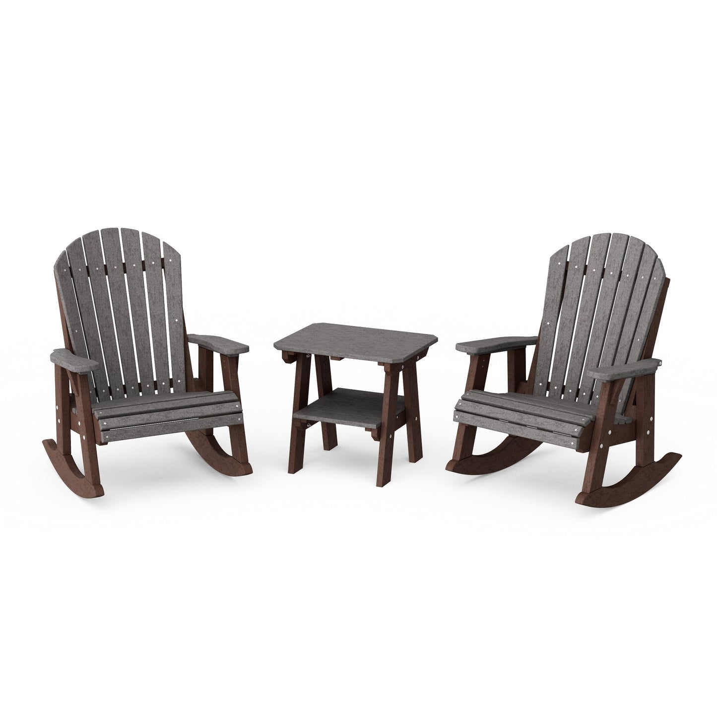 Heritage 3-Piece Adirondack Rocking Chair Set with Side Table