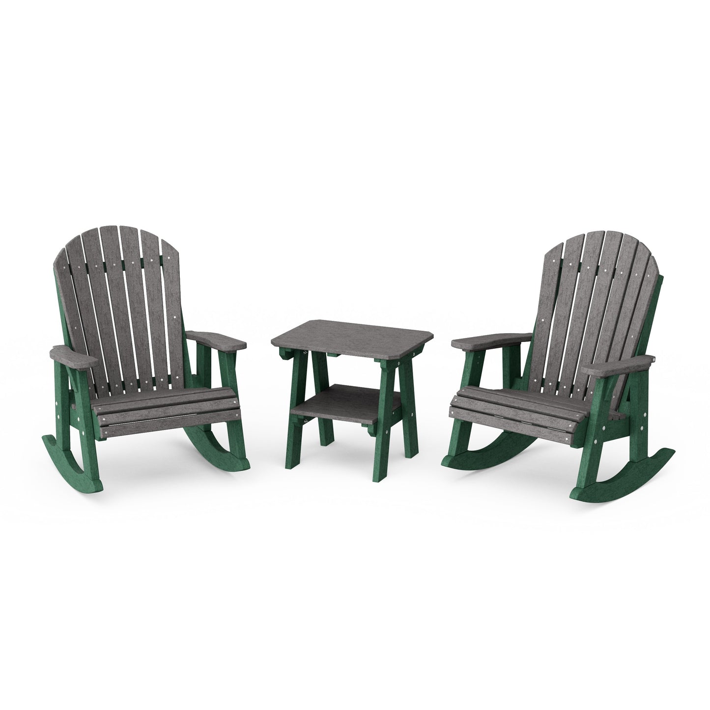 Heritage 3-Piece Adirondack Rocking Chair Set with Side Table