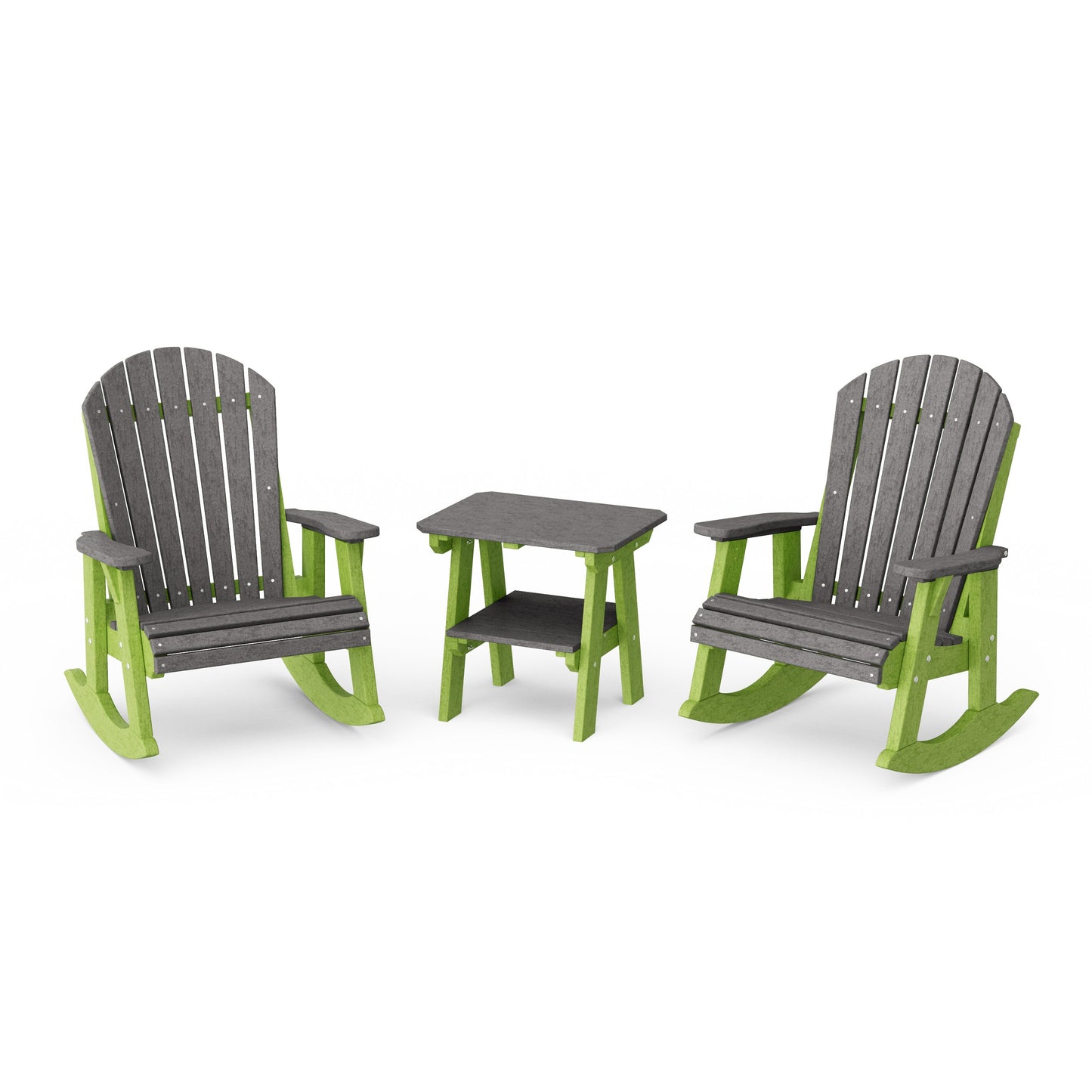 Heritage 3-Piece Adirondack Rocking Chair Set with Side Table