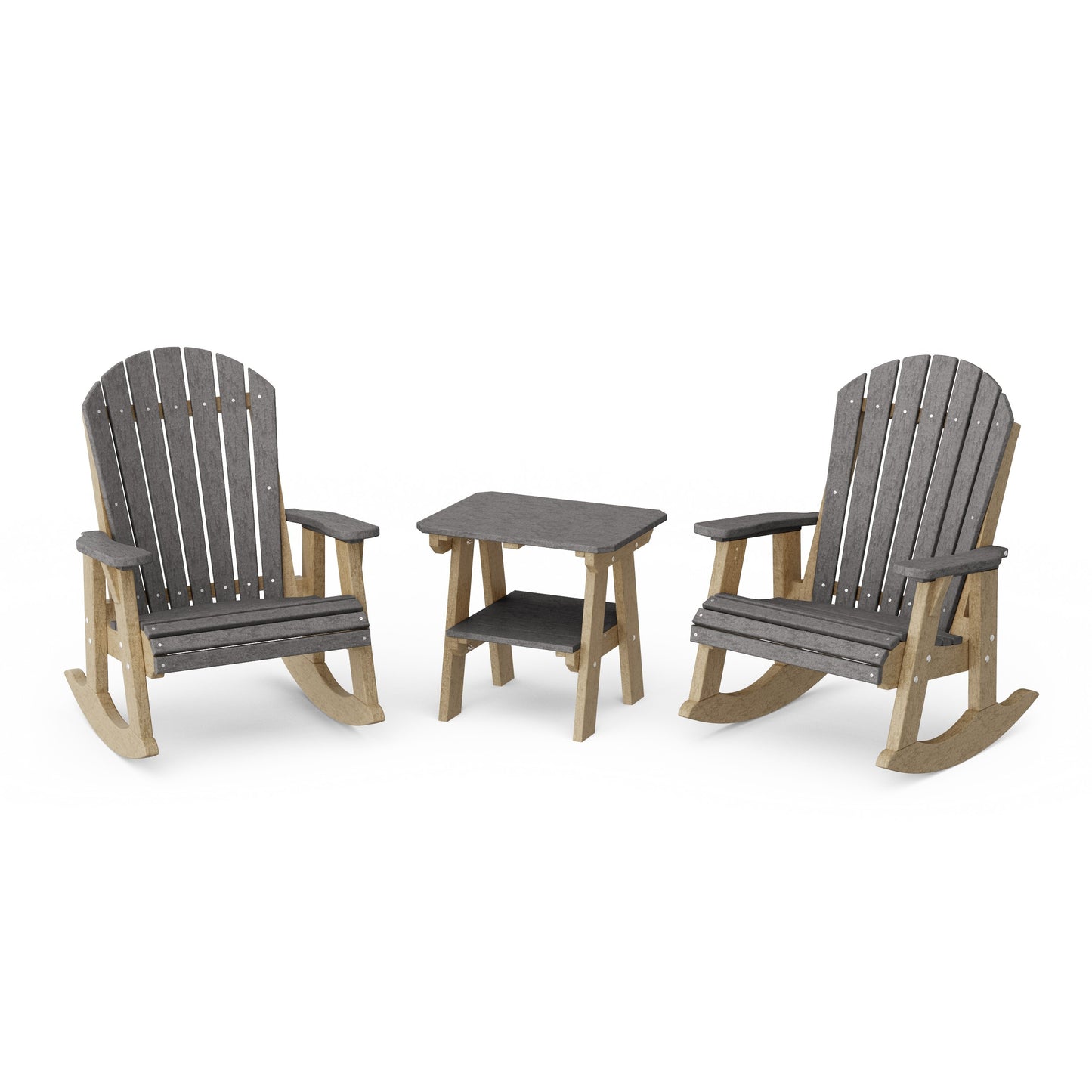 Heritage 3-Piece Adirondack Rocking Chair Set with Side Table